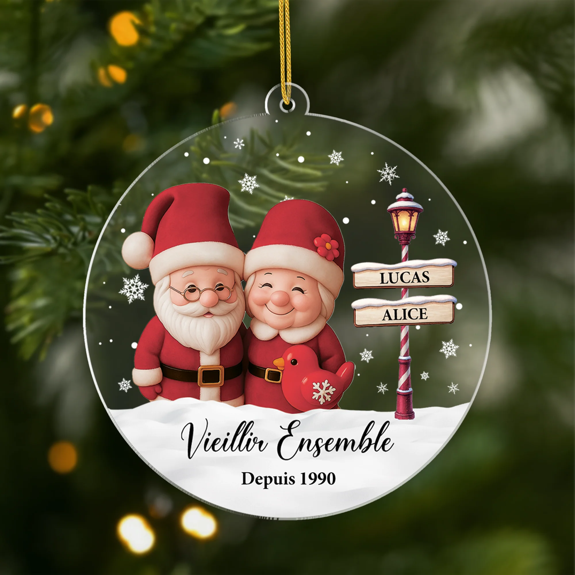 Ornement Noël Acrylique Personnalisé Pour Couple - Vieillir Ensemble