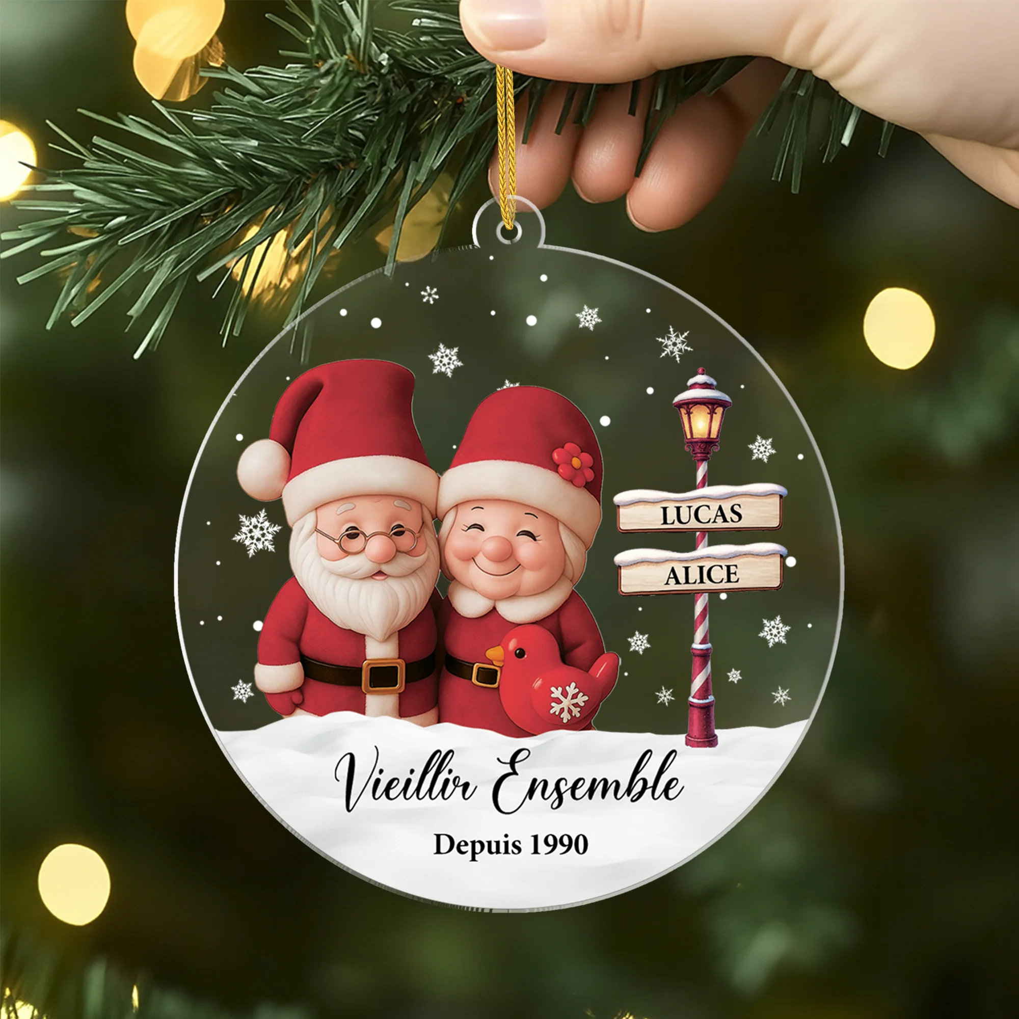Ornement Noël Acrylique Personnalisé Pour Couple - Vieillir Ensemble - Image 2