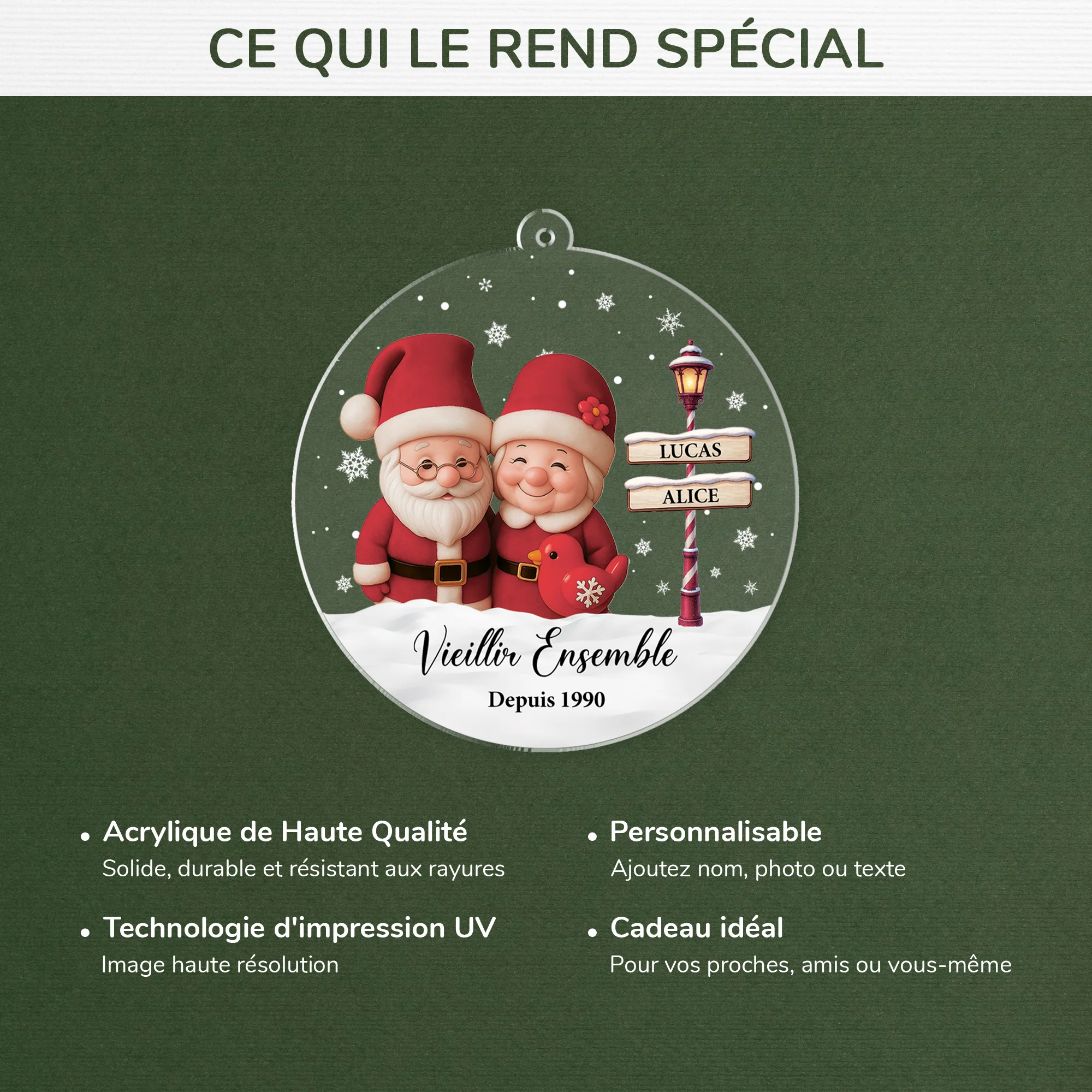 Ornement Noël Acrylique Personnalisé Pour Couple - Vieillir Ensemble - Image 4