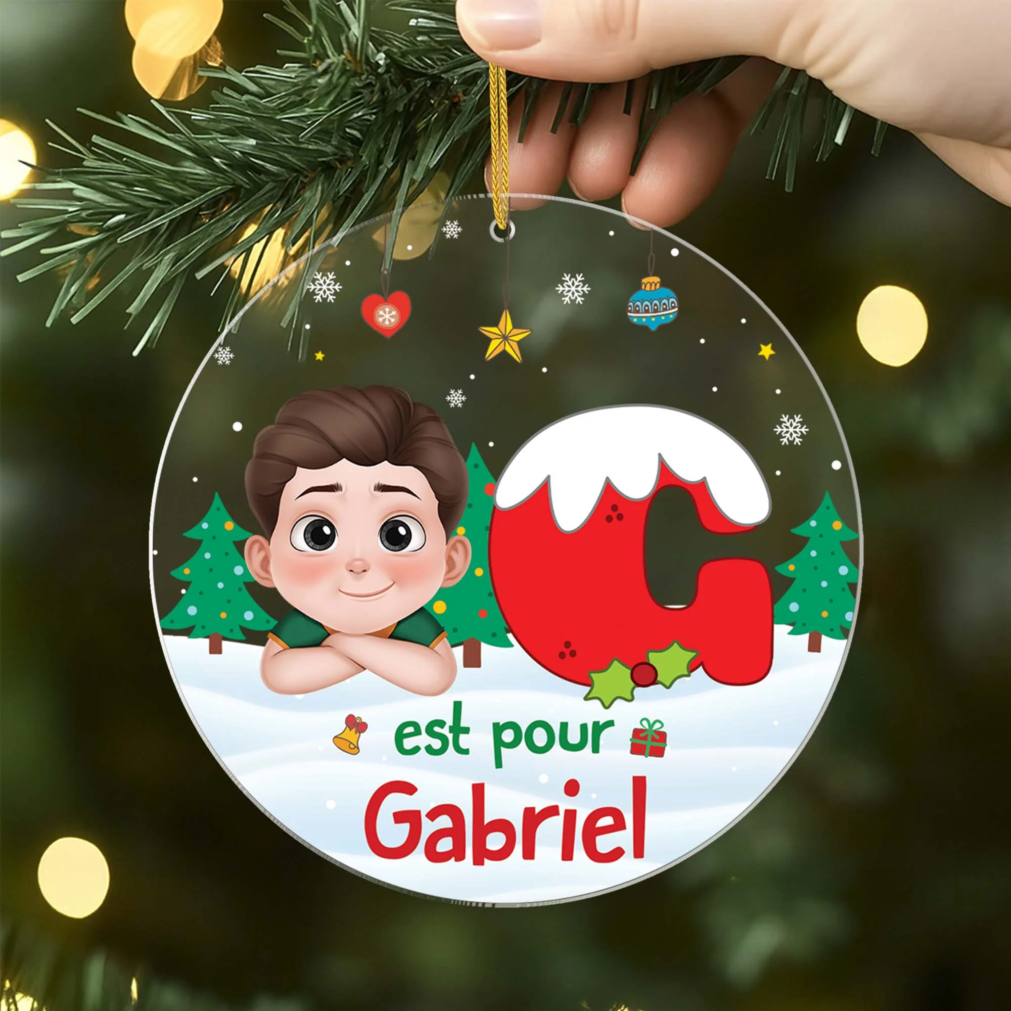 Ornement Noël Acrylique Personnalisé Pour Enfant - A Est Pour Alice - Image 2