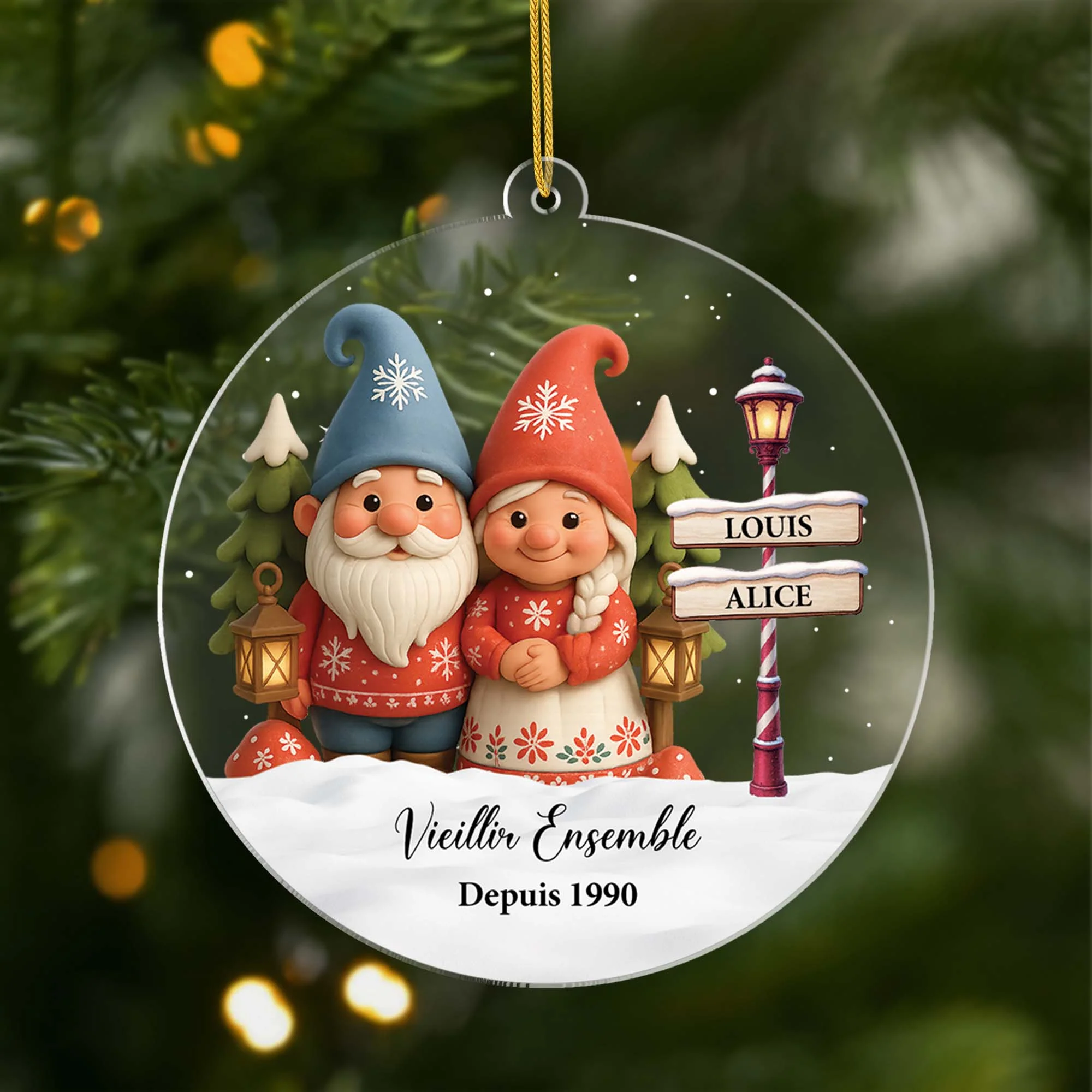 Ornement Noël Acrylique Personnalisé - Vieillir Ensemble Couple