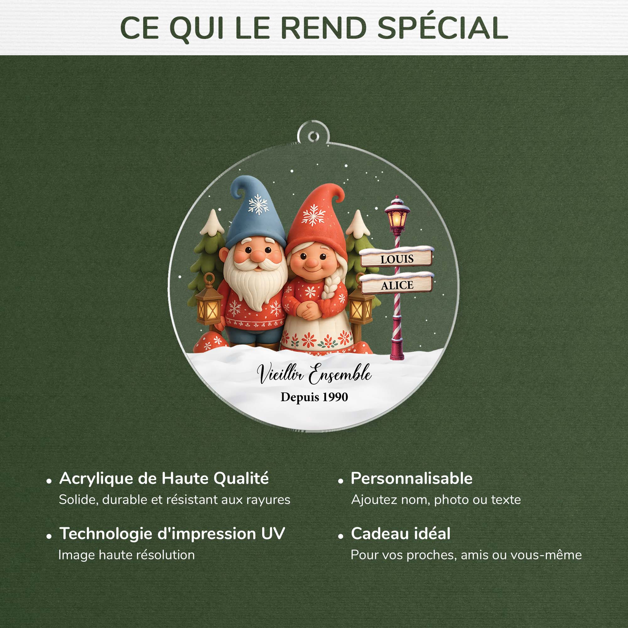 Ornement Noël Acrylique Personnalisé - Vieillir Ensemble Couple - Image 4
