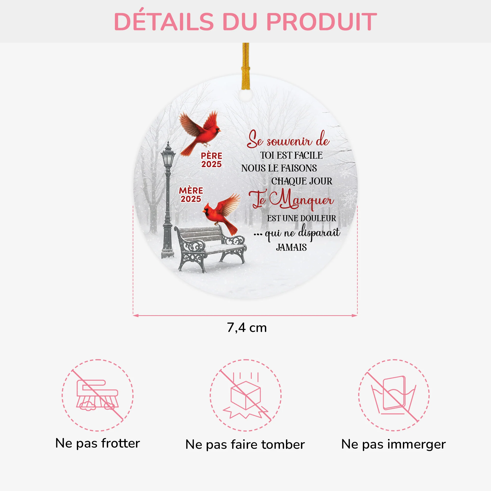 Ornement Noël Céramique Commémoratif Personnalisé - Se Souvenir De Toi - Image 3