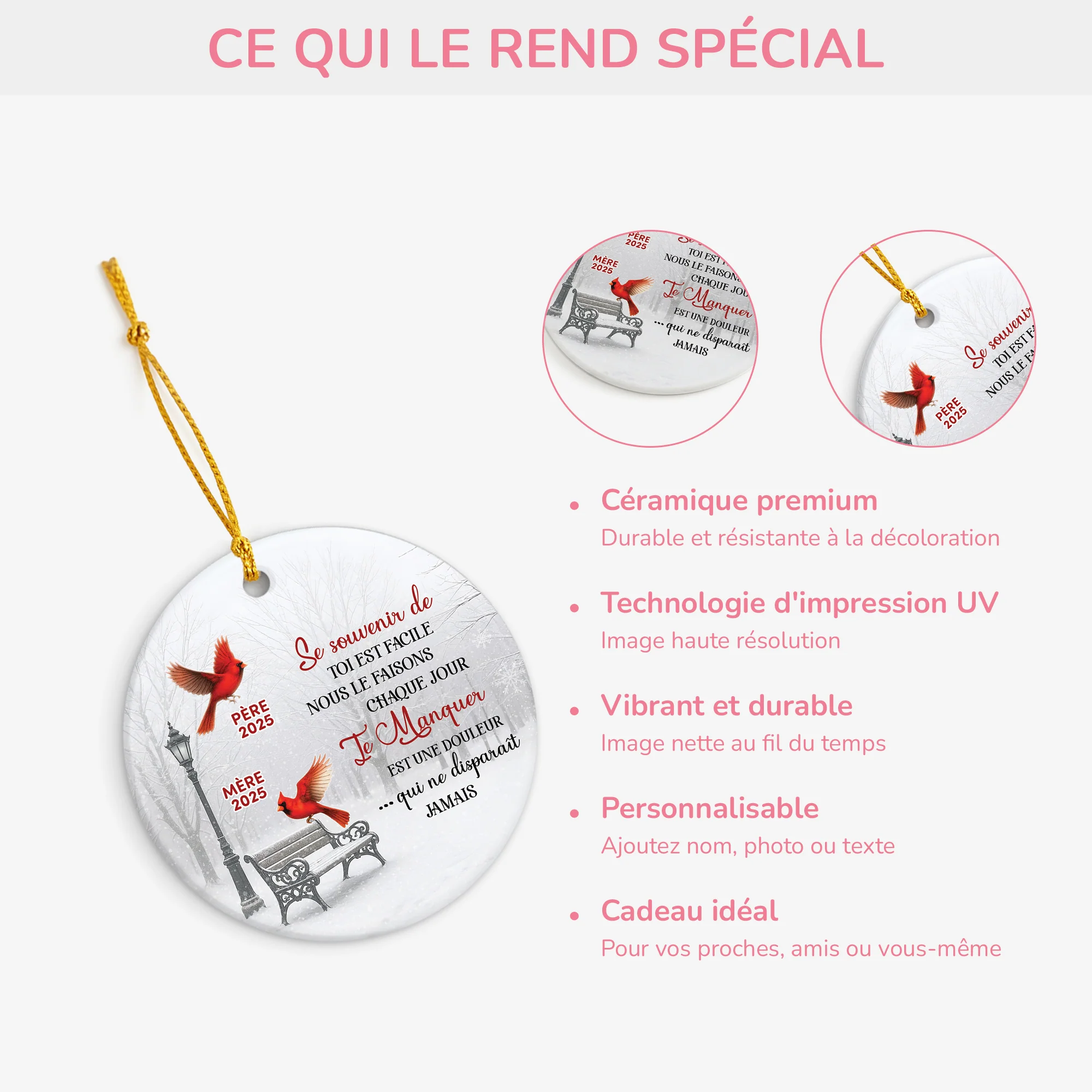 Ornement Noël Céramique Commémoratif Personnalisé - Se Souvenir De Toi - Image 4