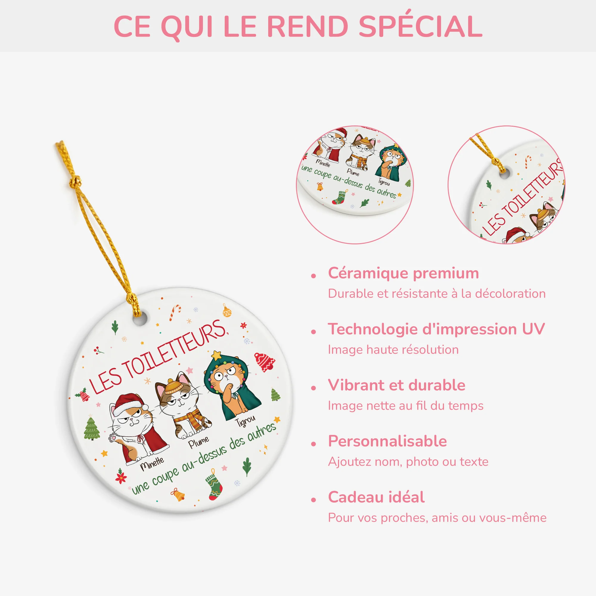 Ornement Noël Céramique Personnalisé Avec Chat - Les Toiletteurs - Image 4