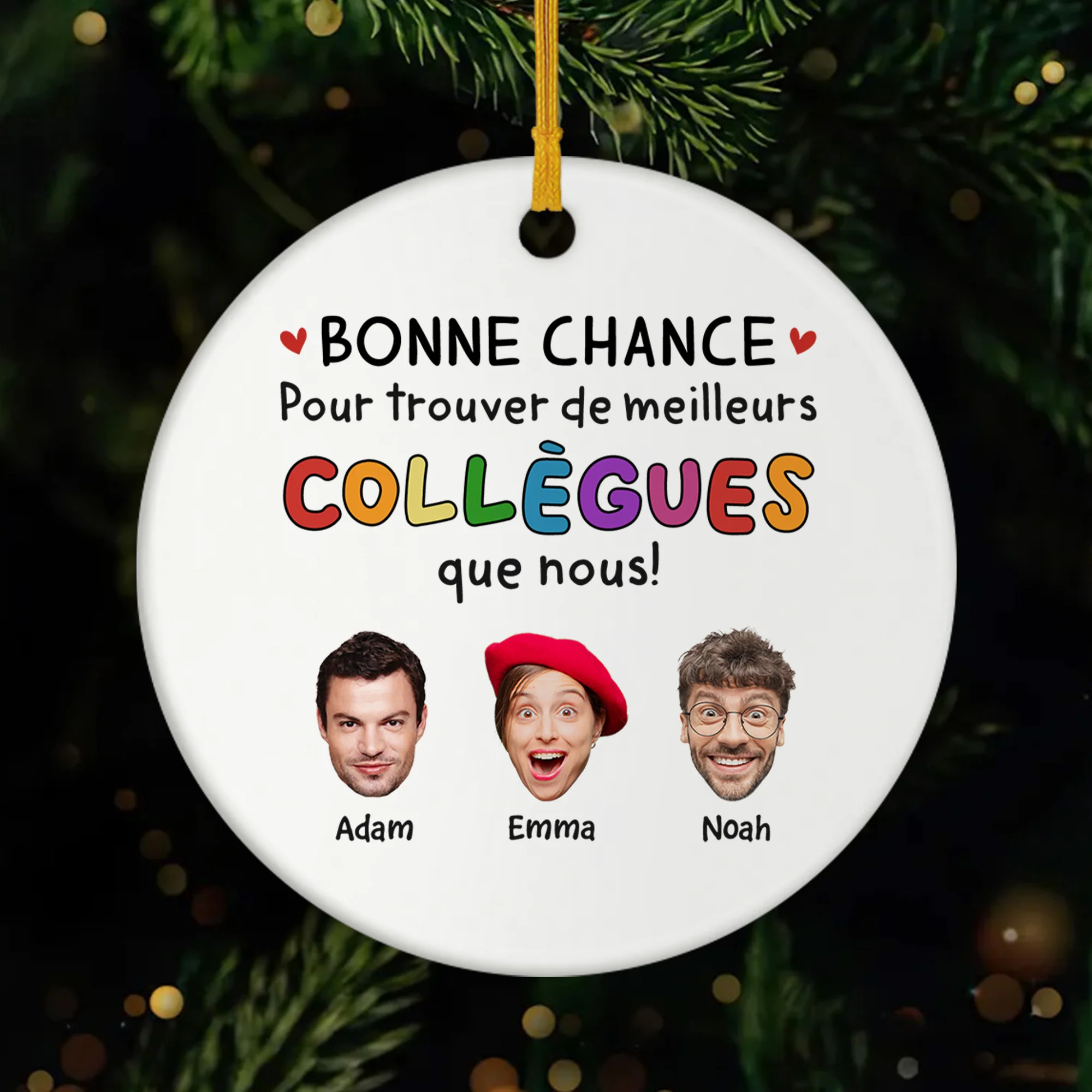 Ornement Noël Céramique Personnalisé Avec Photo - Meilleurs Collègues Que Nous
