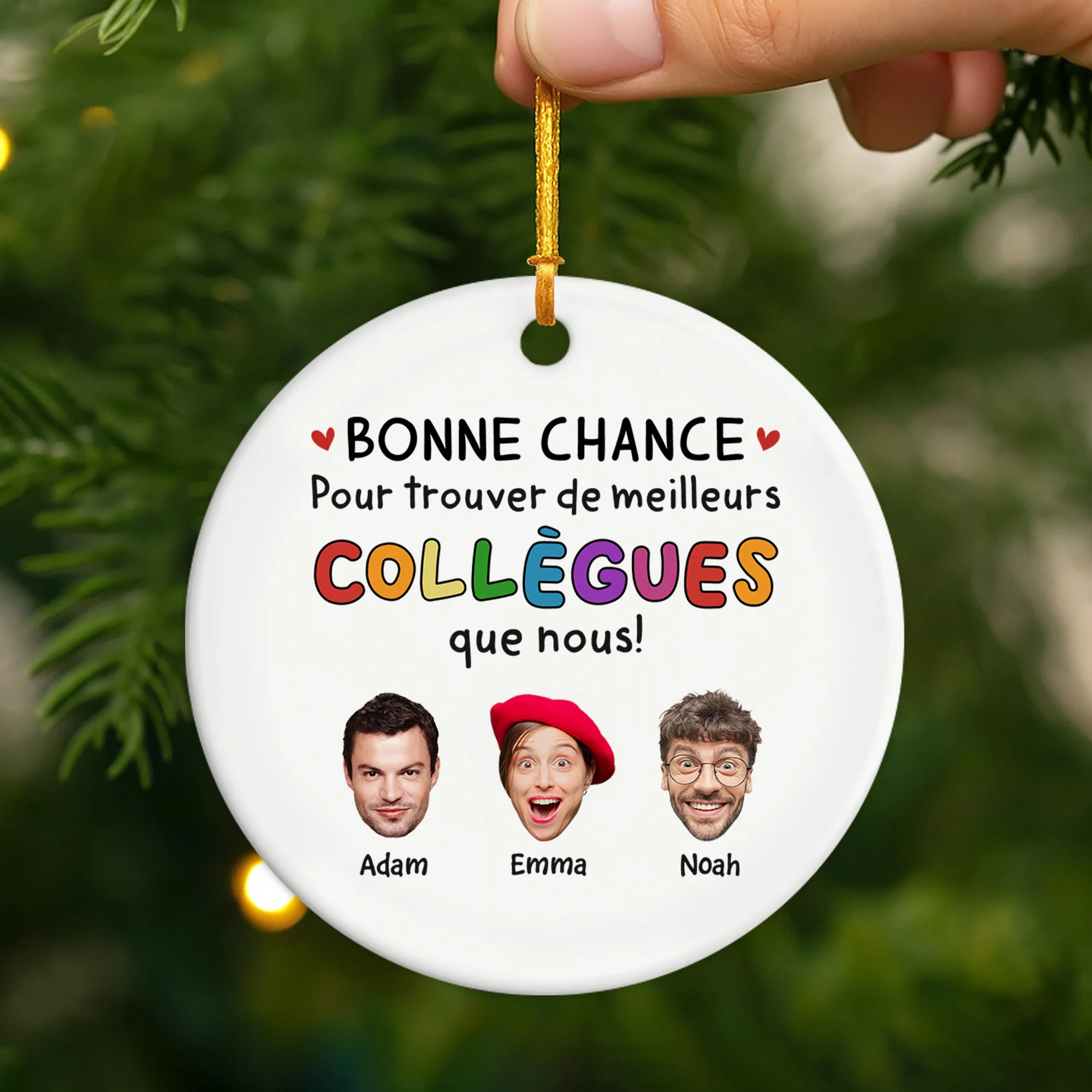 Ornement Noël Céramique Personnalisé Avec Photo - Meilleurs Collègues Que Nous - Image 2