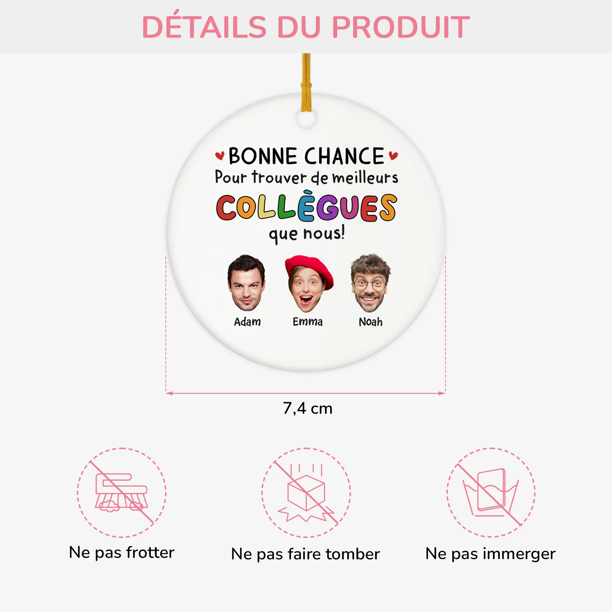 Ornement Noël Céramique Personnalisé Avec Photo - Meilleurs Collègues Que Nous - Image 3