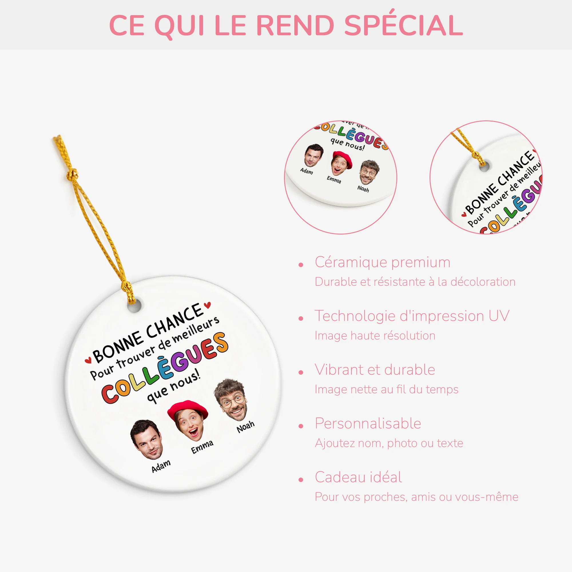 Ornement Noël Céramique Personnalisé Avec Photo - Meilleurs Collègues Que Nous - Image 4