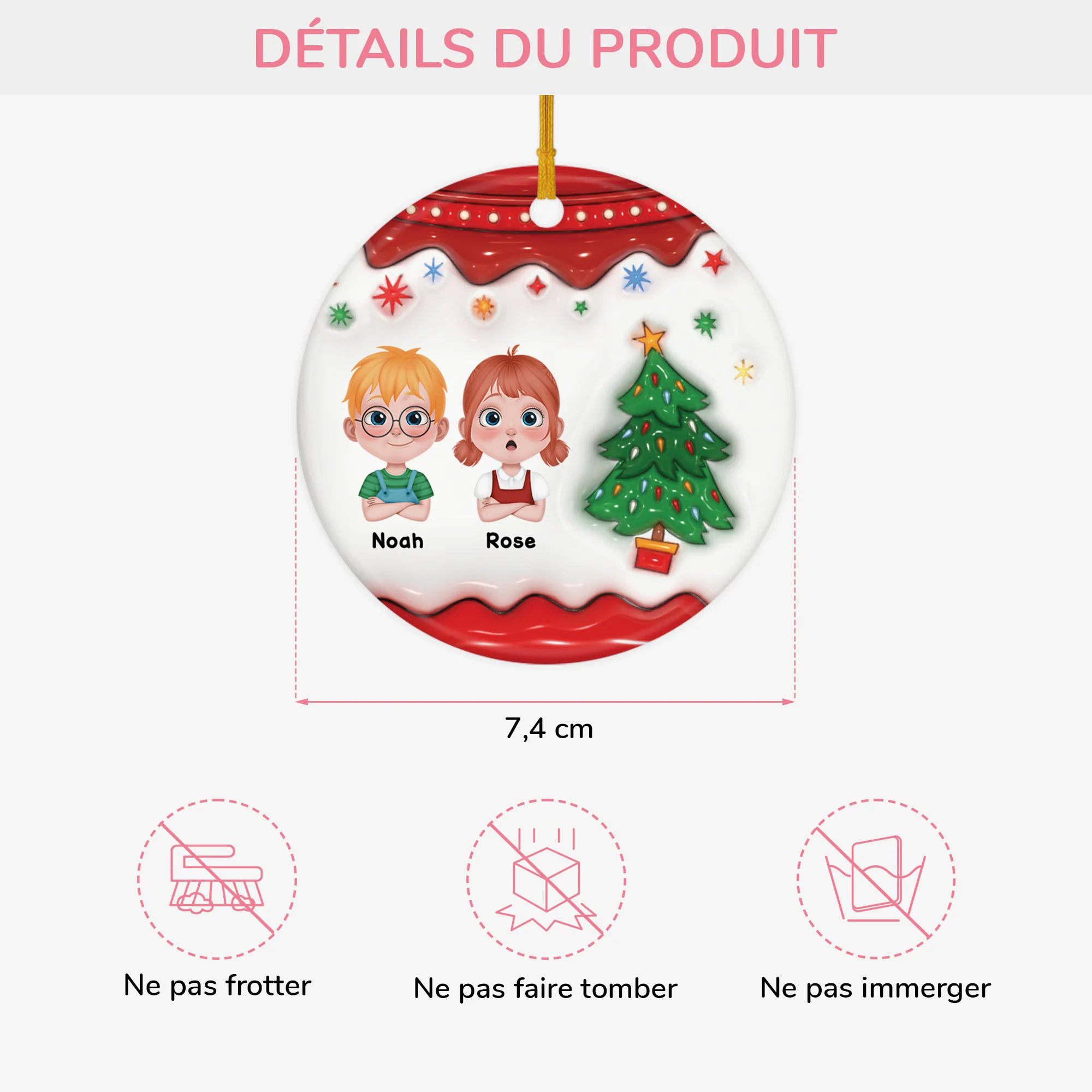 [Effet d'Impression 3D] Ornement Céramique Personnalisé Avec Photo - Mon Enfant Avec Le Sapin Noël - Image 3