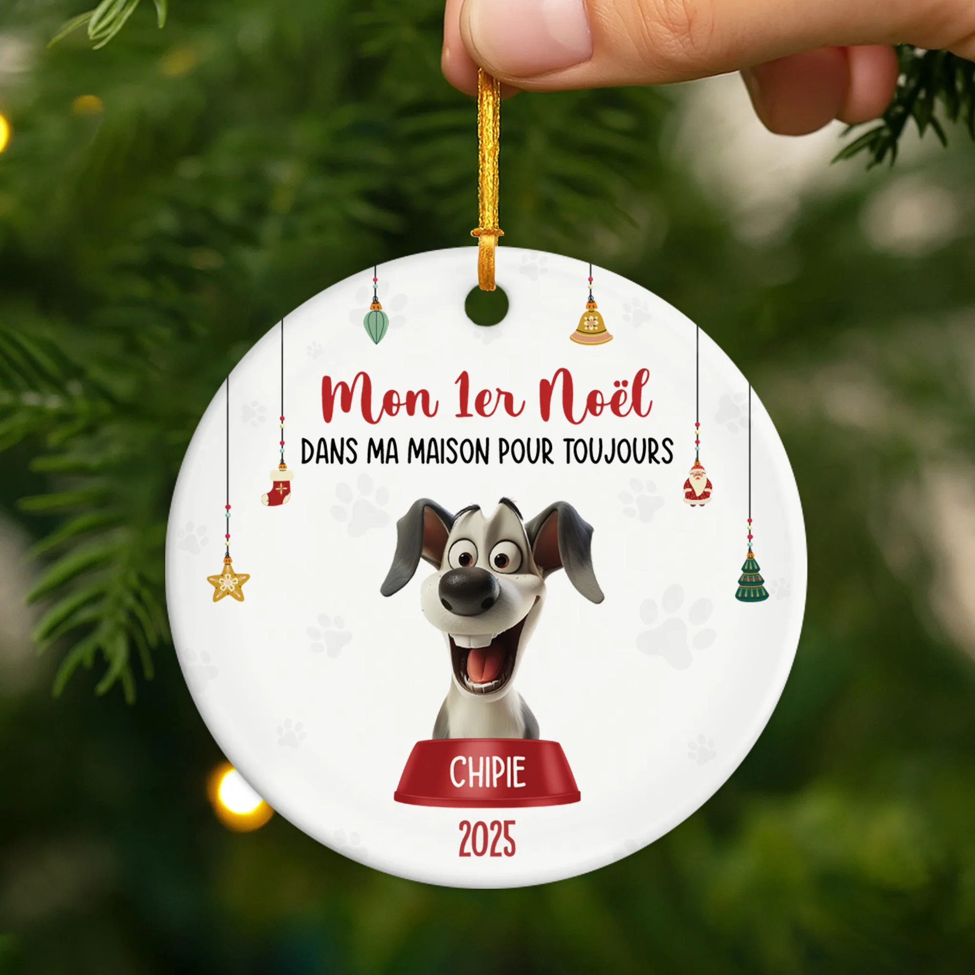 Ornement Noël Céramique Personnalisé Chien - Premier Noël Dans Ma Maison - Image 2