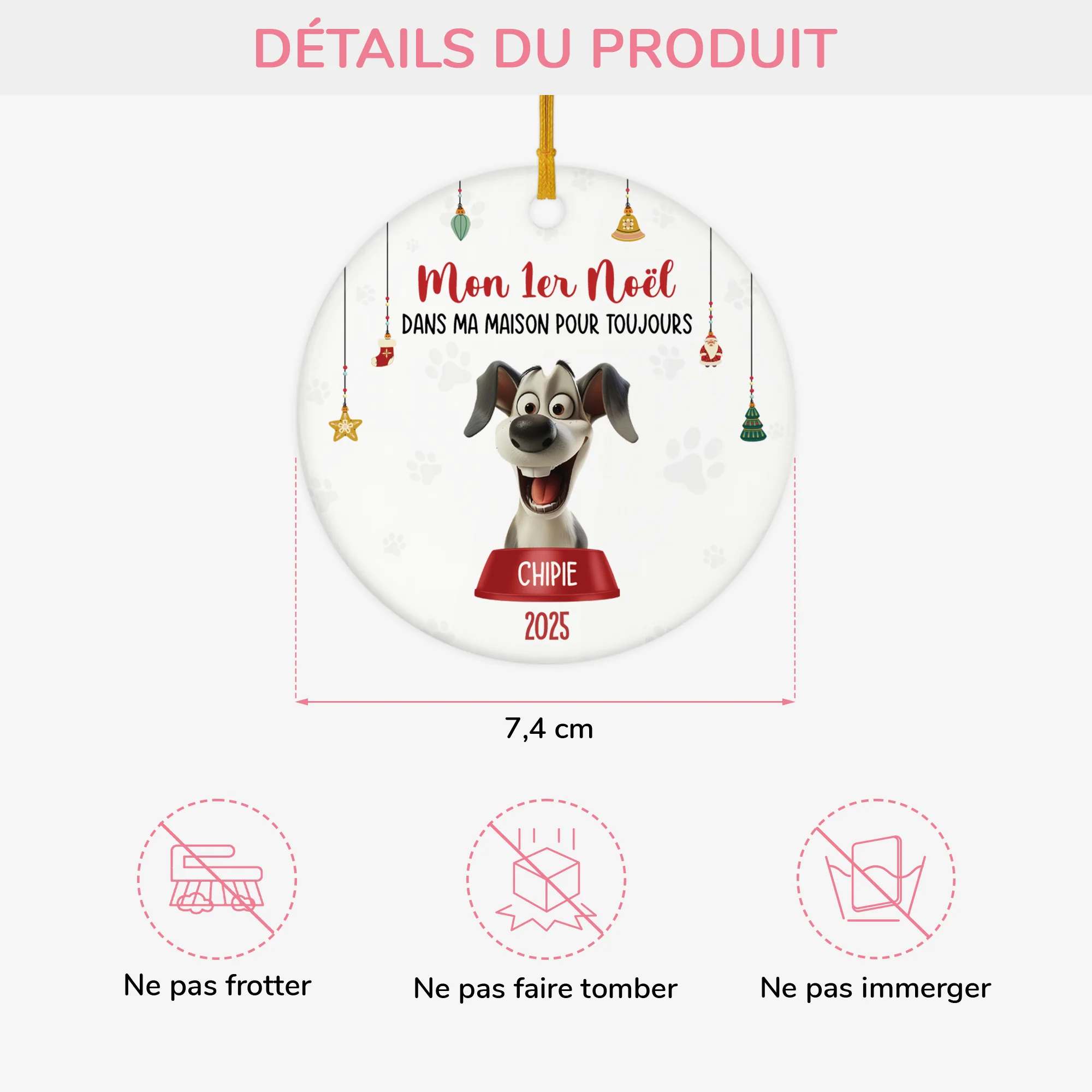 Ornement Noël Céramique Personnalisé Chien - Premier Noël Dans Ma Maison - Image 3