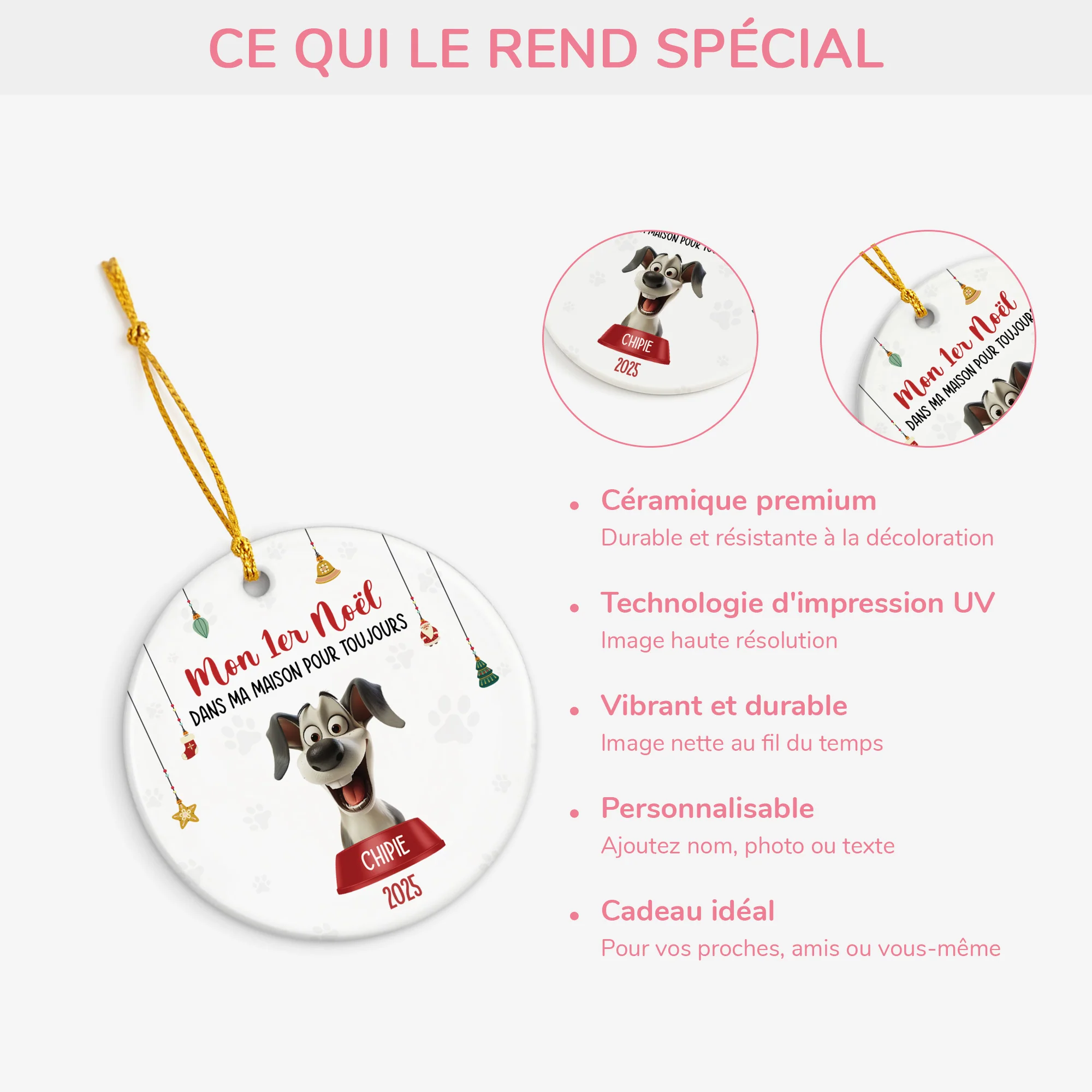 Ornement Noël Céramique Personnalisé Chien - Premier Noël Dans Ma Maison - Image 4
