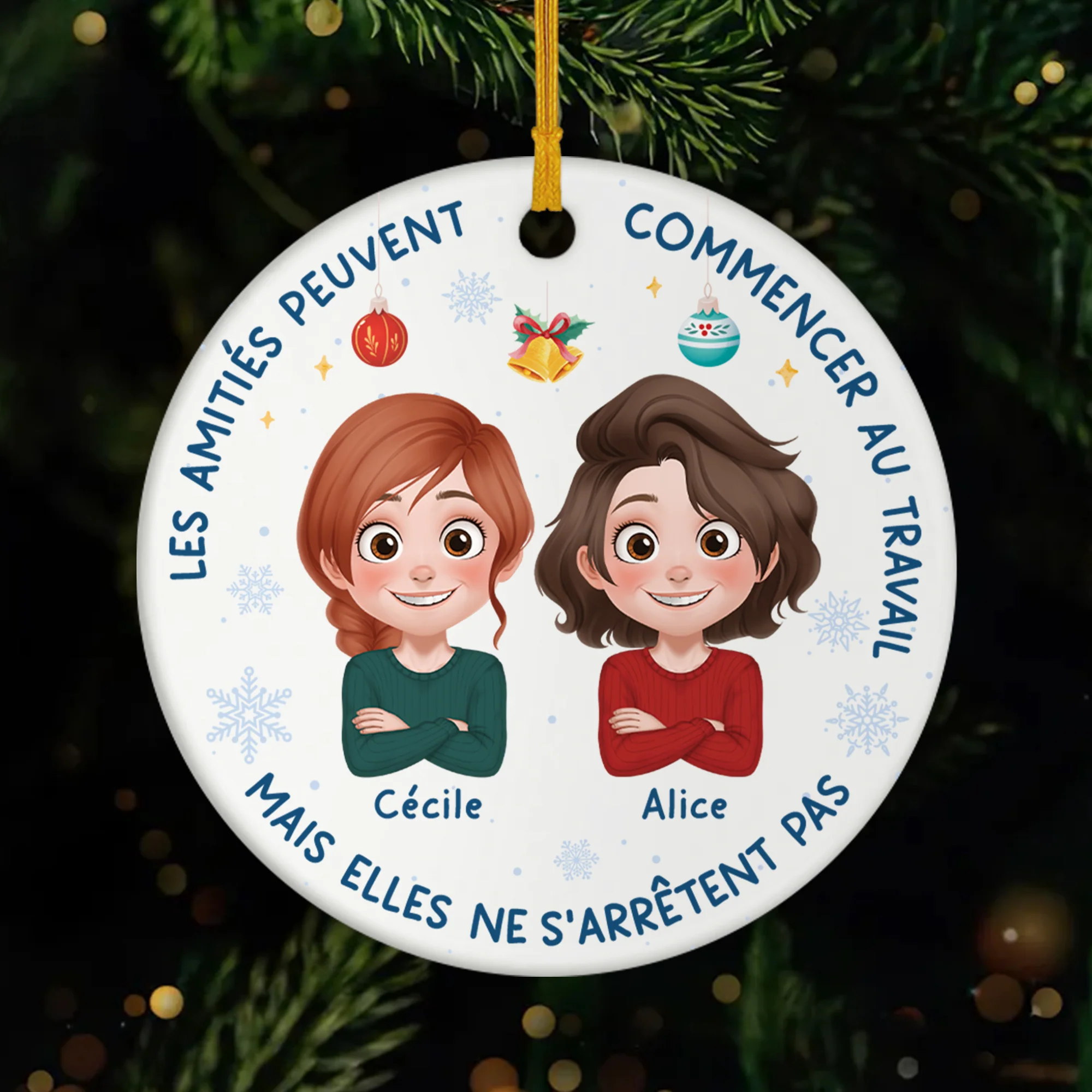 Ornement Noël Céramique Personnalisé Collègue - Les Amitiés Peuvent Commencer Au Travail