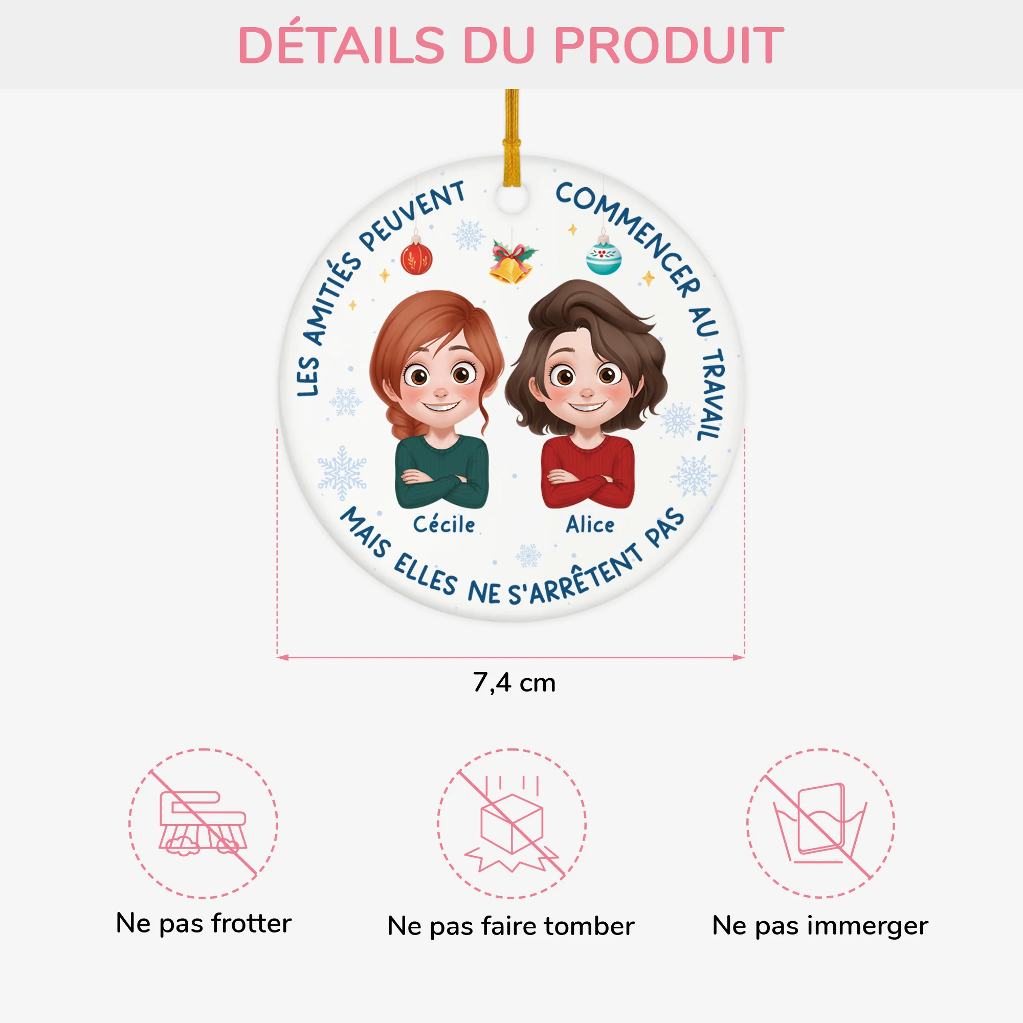 Ornement Noël Céramique Personnalisé Collègue - Les Amitiés Peuvent Commencer Au Travail - Image 3