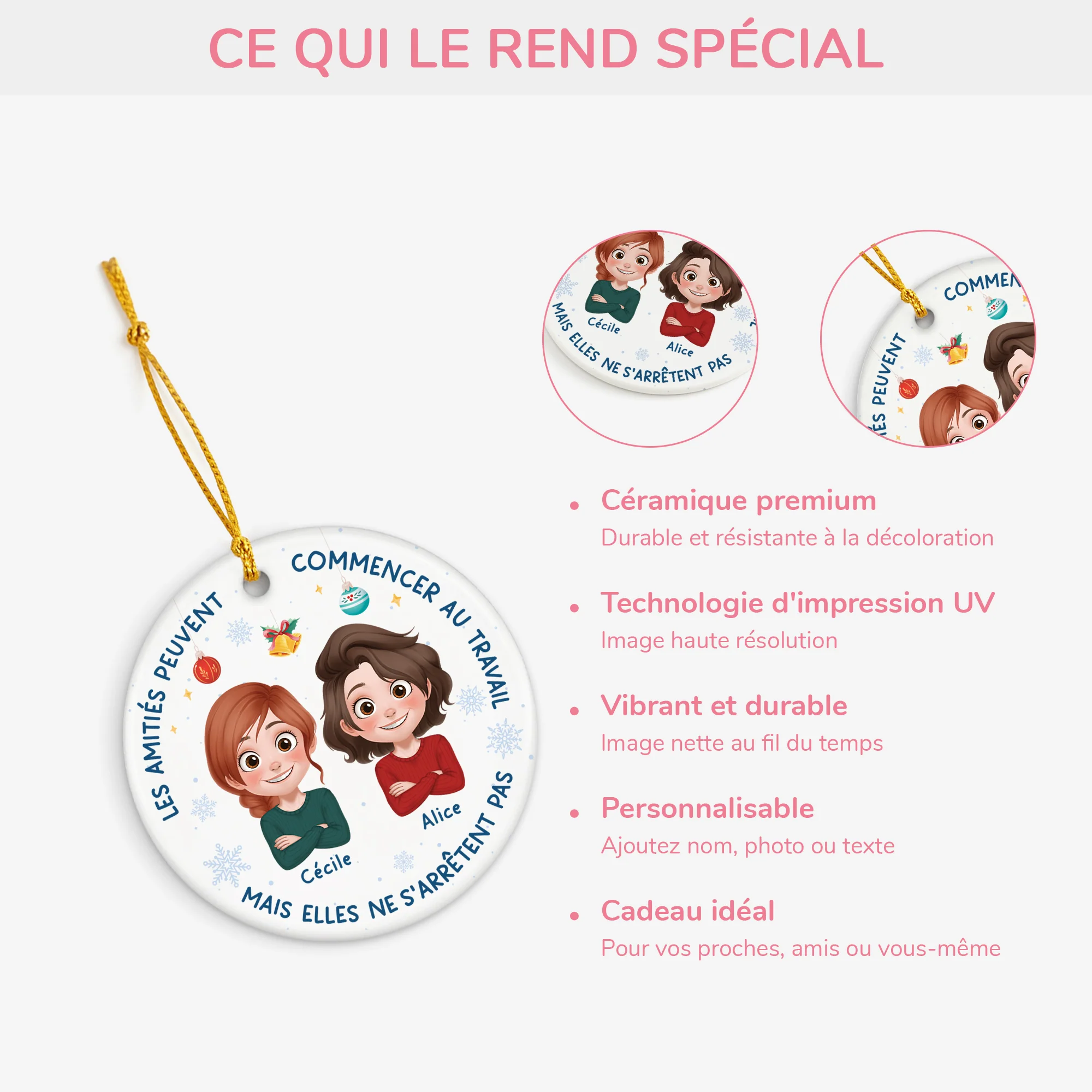 Ornement Noël Céramique Personnalisé Collègue - Les Amitiés Peuvent Commencer Au Travail - Image 4