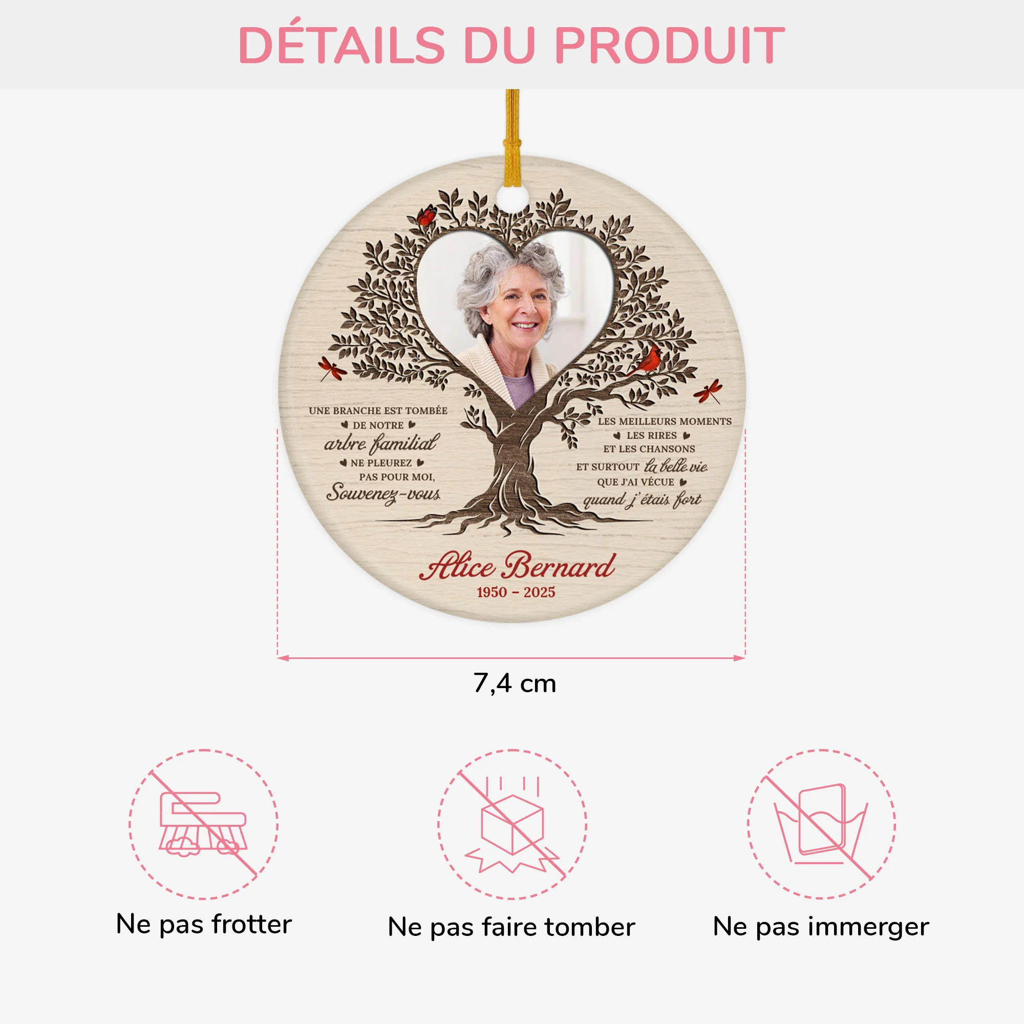 Ornement Noël Céramique Personnalisé Commémoratif Avec Photo - Ne Pleurez Pas Pour Moi - Image 3