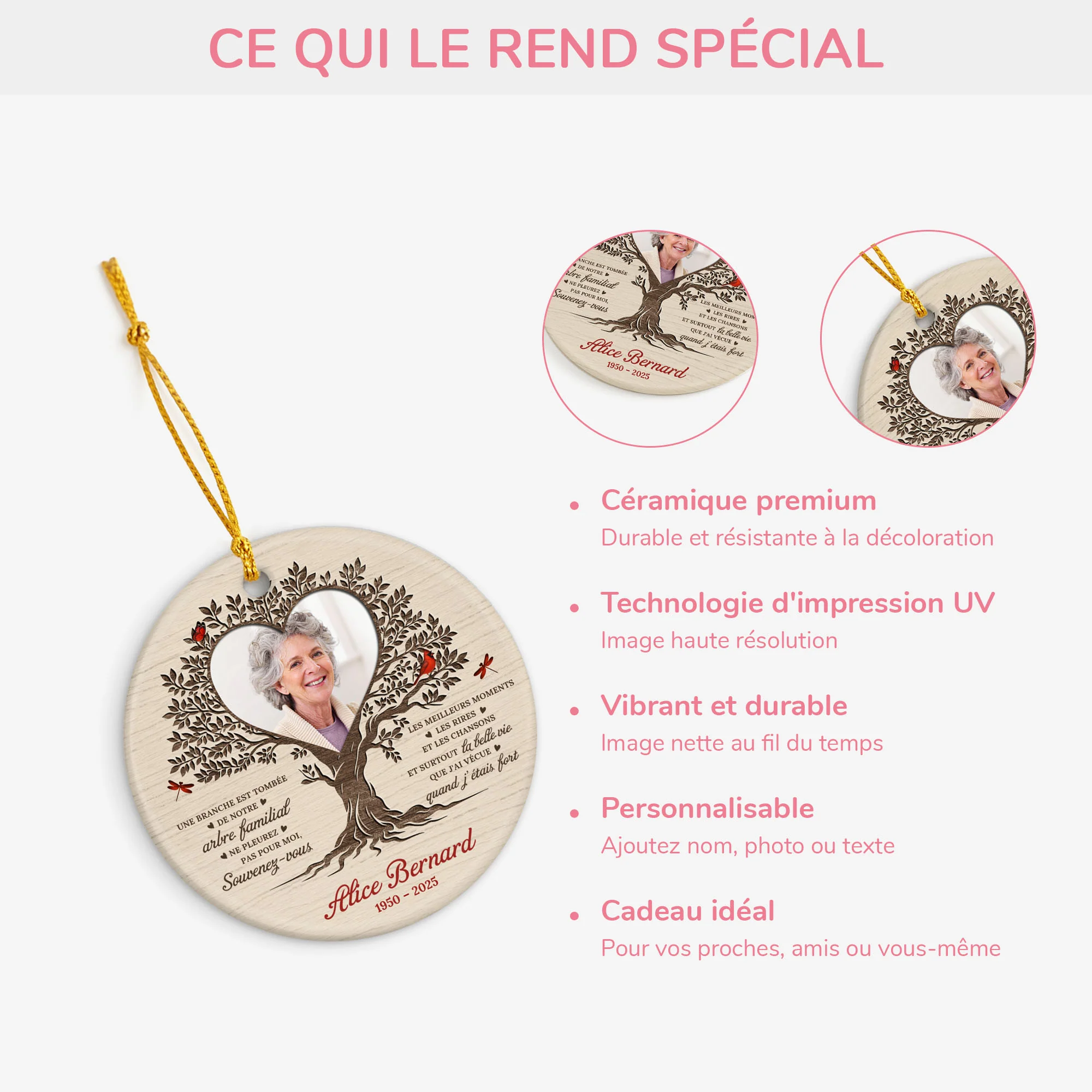 Ornement Noël Céramique Personnalisé Commémoratif Avec Photo - Ne Pleurez Pas Pour Moi - Image 4