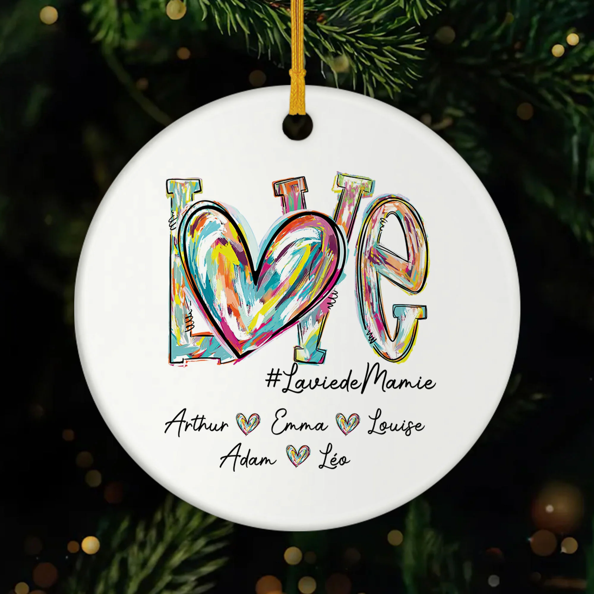 Ornement Noël Céramique Personnalisé - La Vie De Mamie