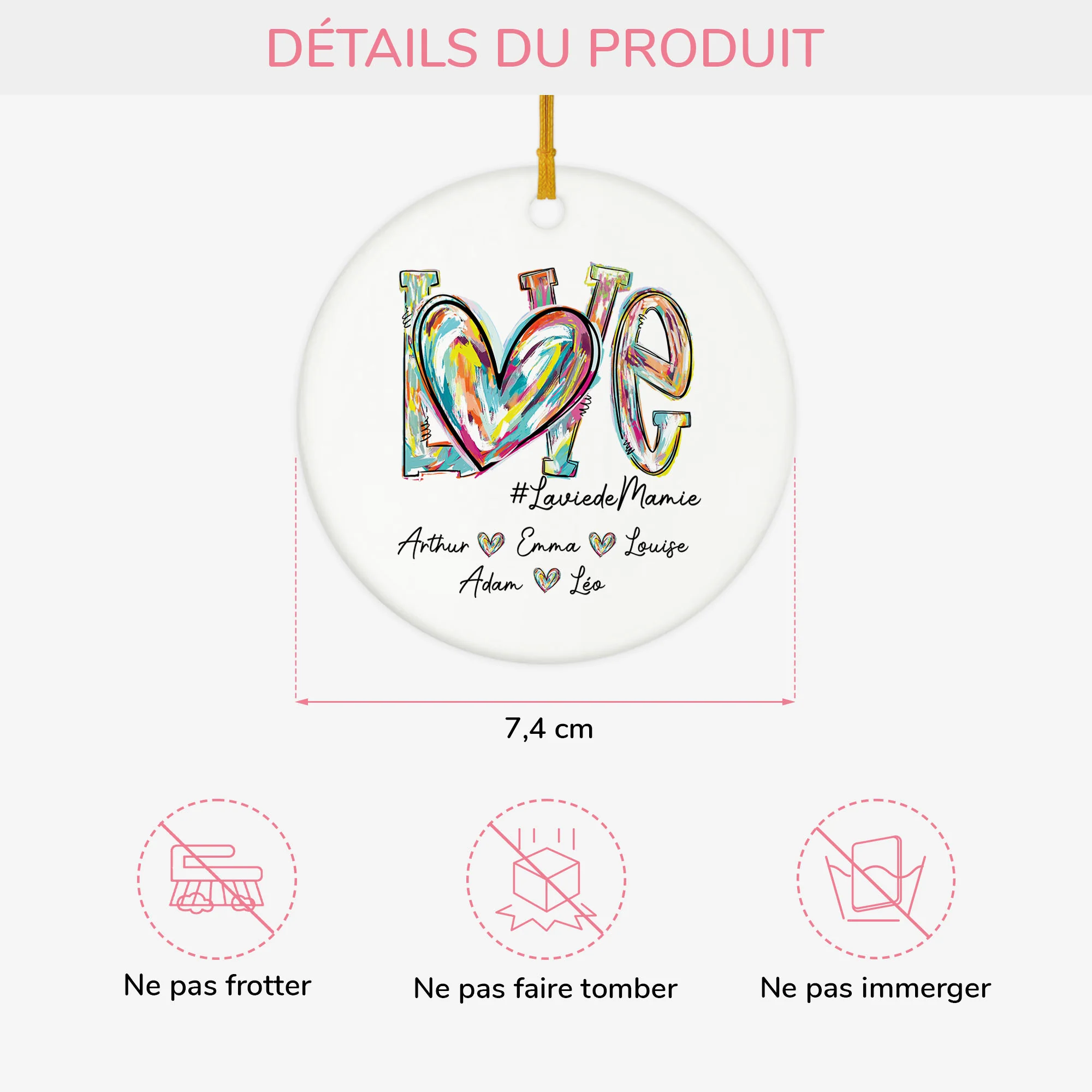 Ornement Noël Céramique Personnalisé - La Vie De Mamie - Image 3