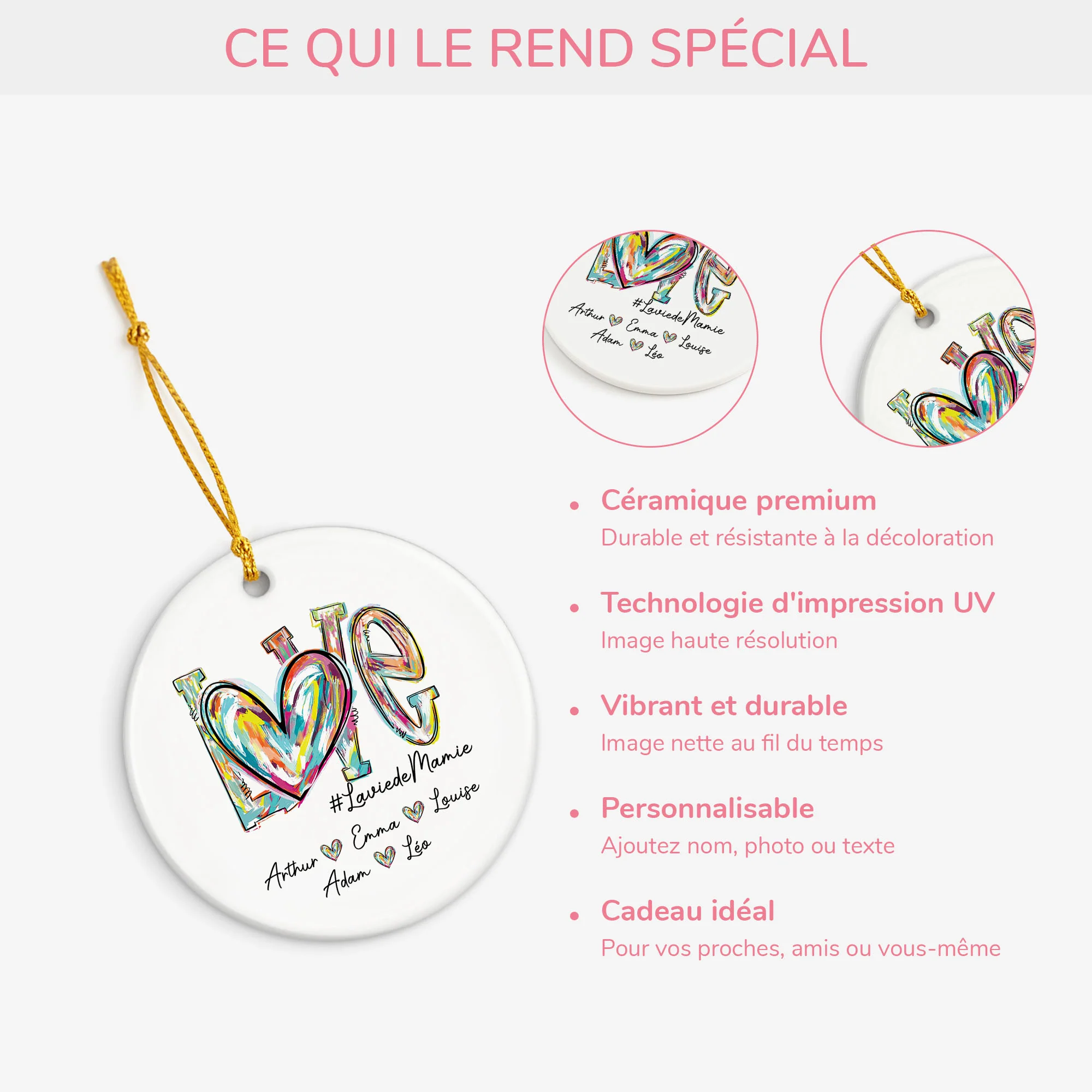 Ornement Noël Céramique Personnalisé - La Vie De Mamie - Image 4