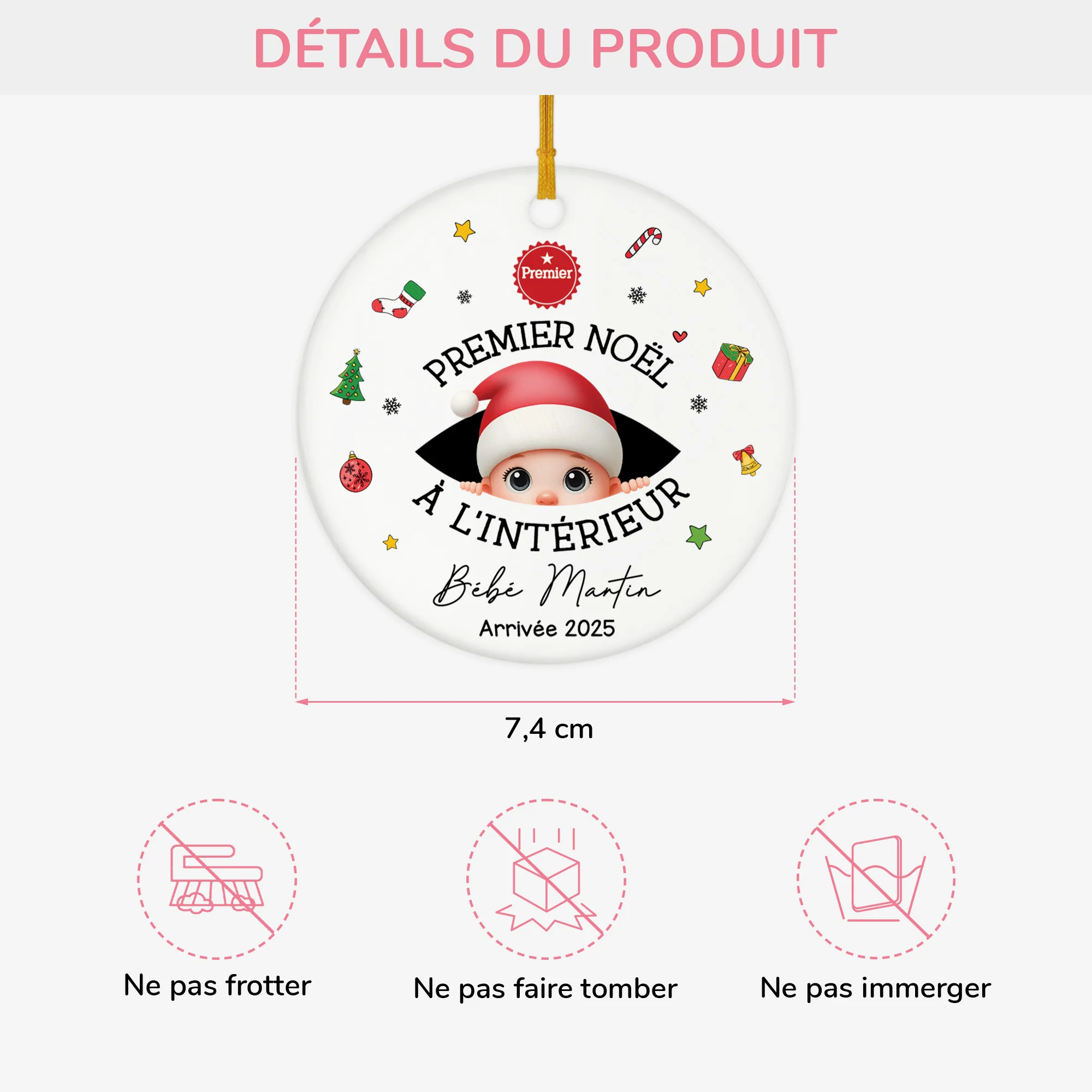 Ornement Noël Céramique Personnalisé - Mon Premier Noël À L'intérieur - Image 3