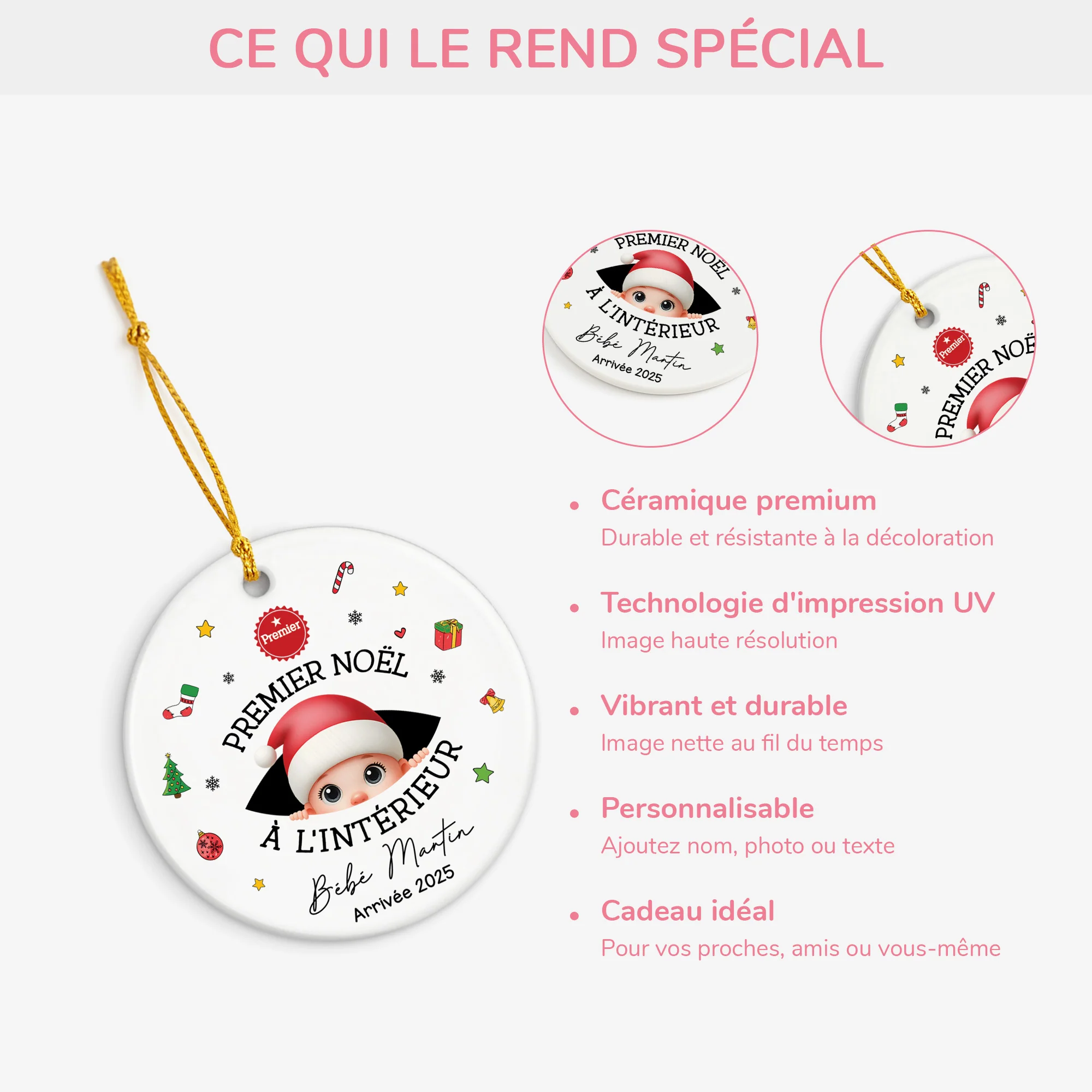Ornement Noël Céramique Personnalisé - Mon Premier Noël À L'intérieur - Image 4