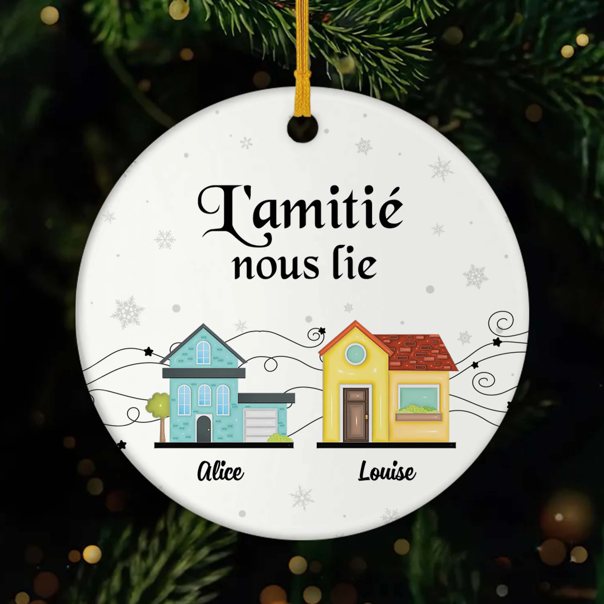 Ornement Noël Céramique Personnalisé Pour Ami - L'amitié Nous Lie