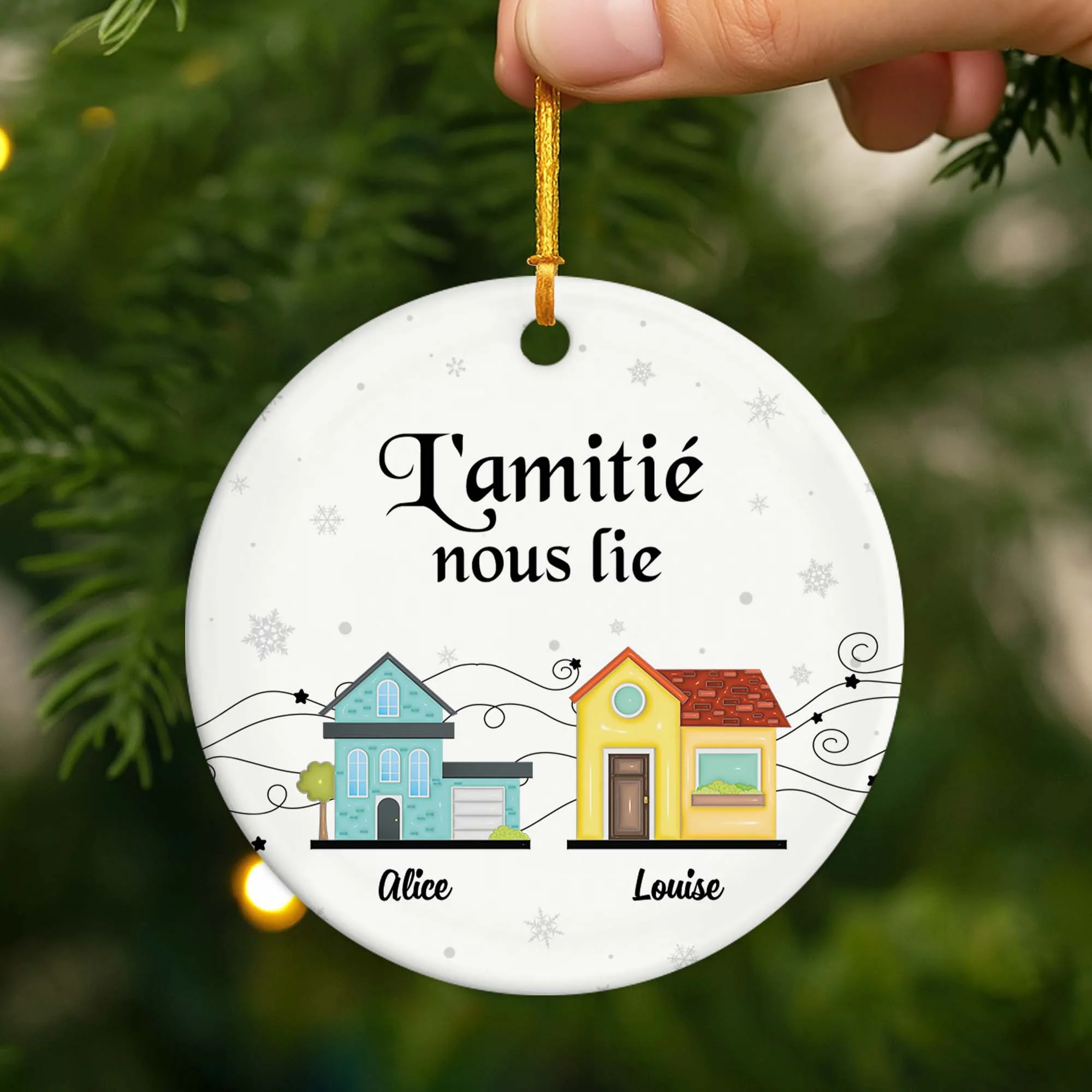 Ornement Noël Céramique Personnalisé Pour Ami - L'amitié Nous Lie - Image 2