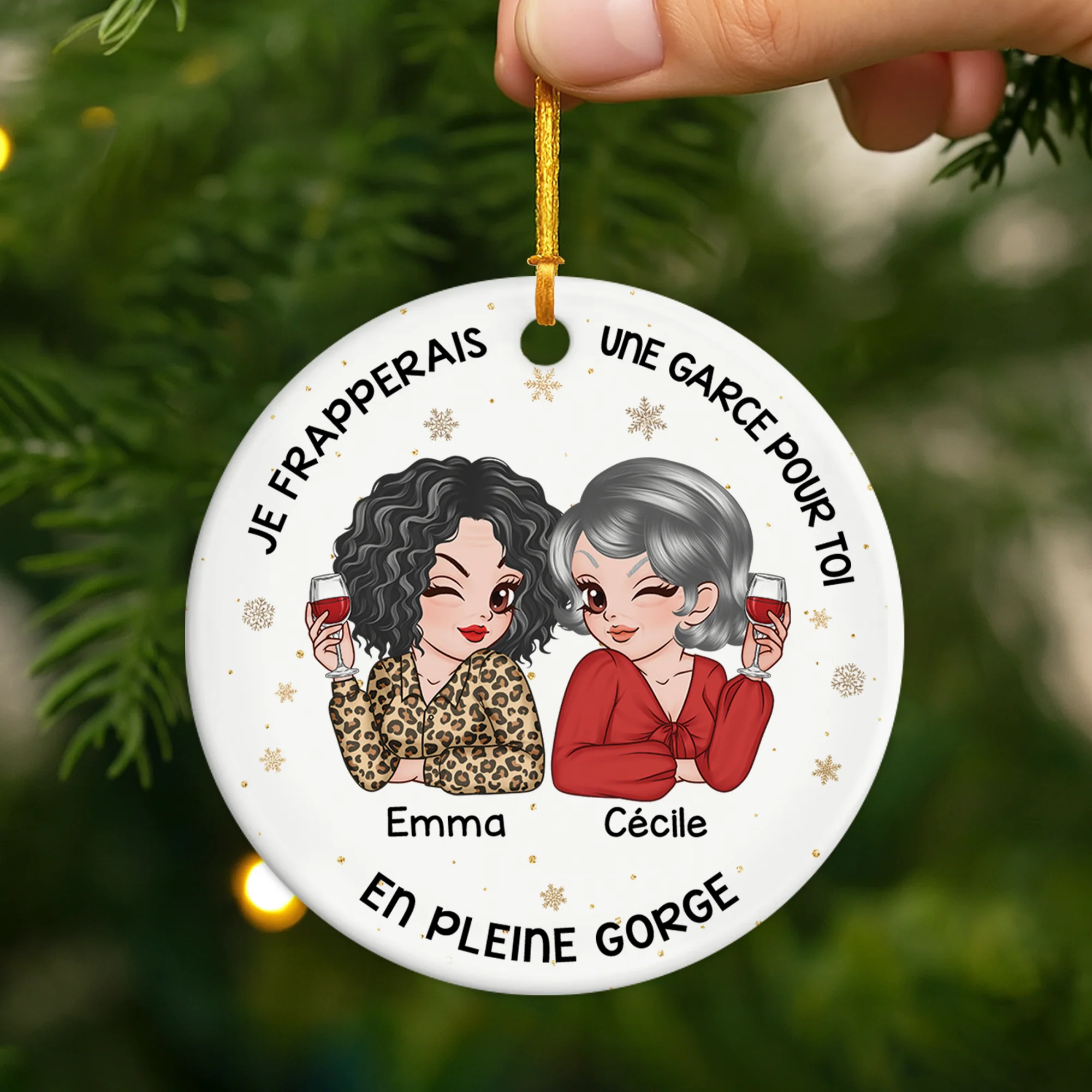 Ornement Noël Céramique Personnalisé Pour Amie - Je Frapperais Pour Toi - Image 2