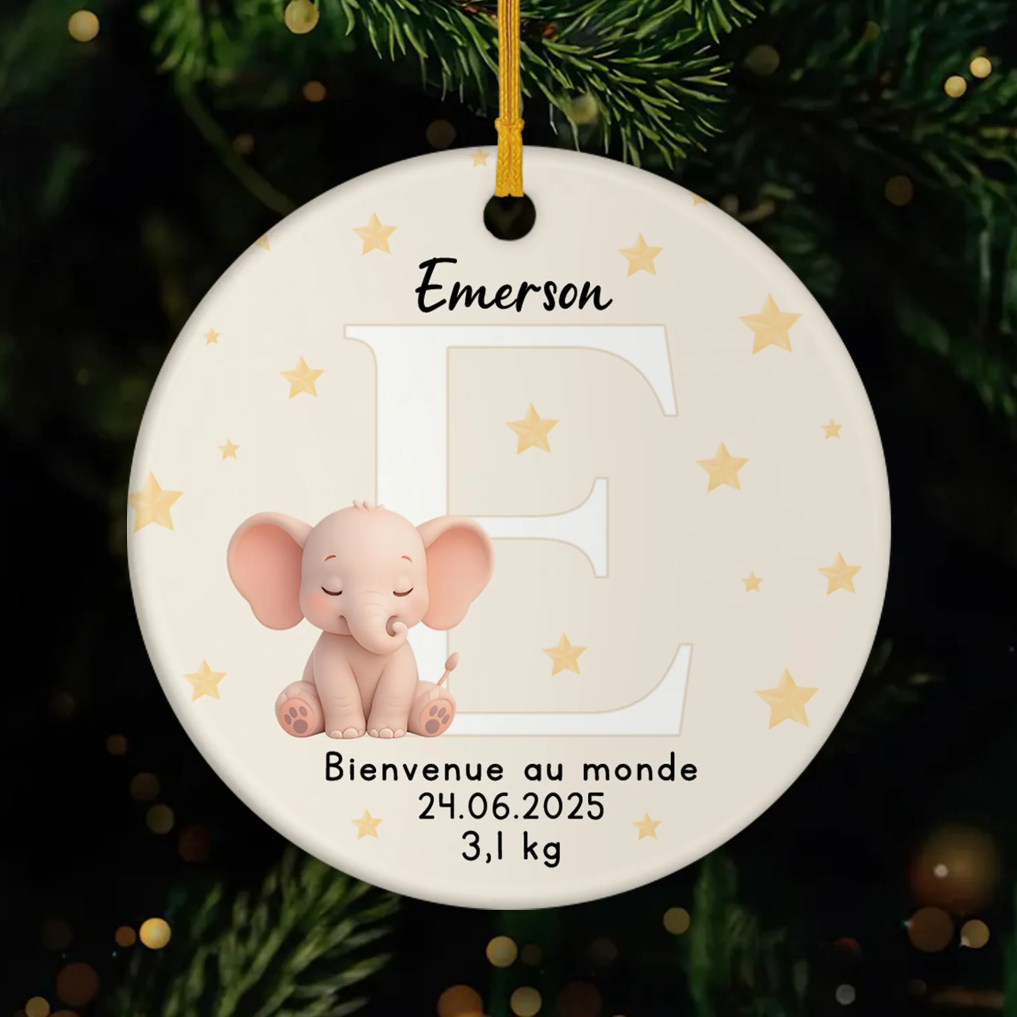 Ornement Noël Céramique Personnalisé Pour Bébé - Bienvenue Au Monde