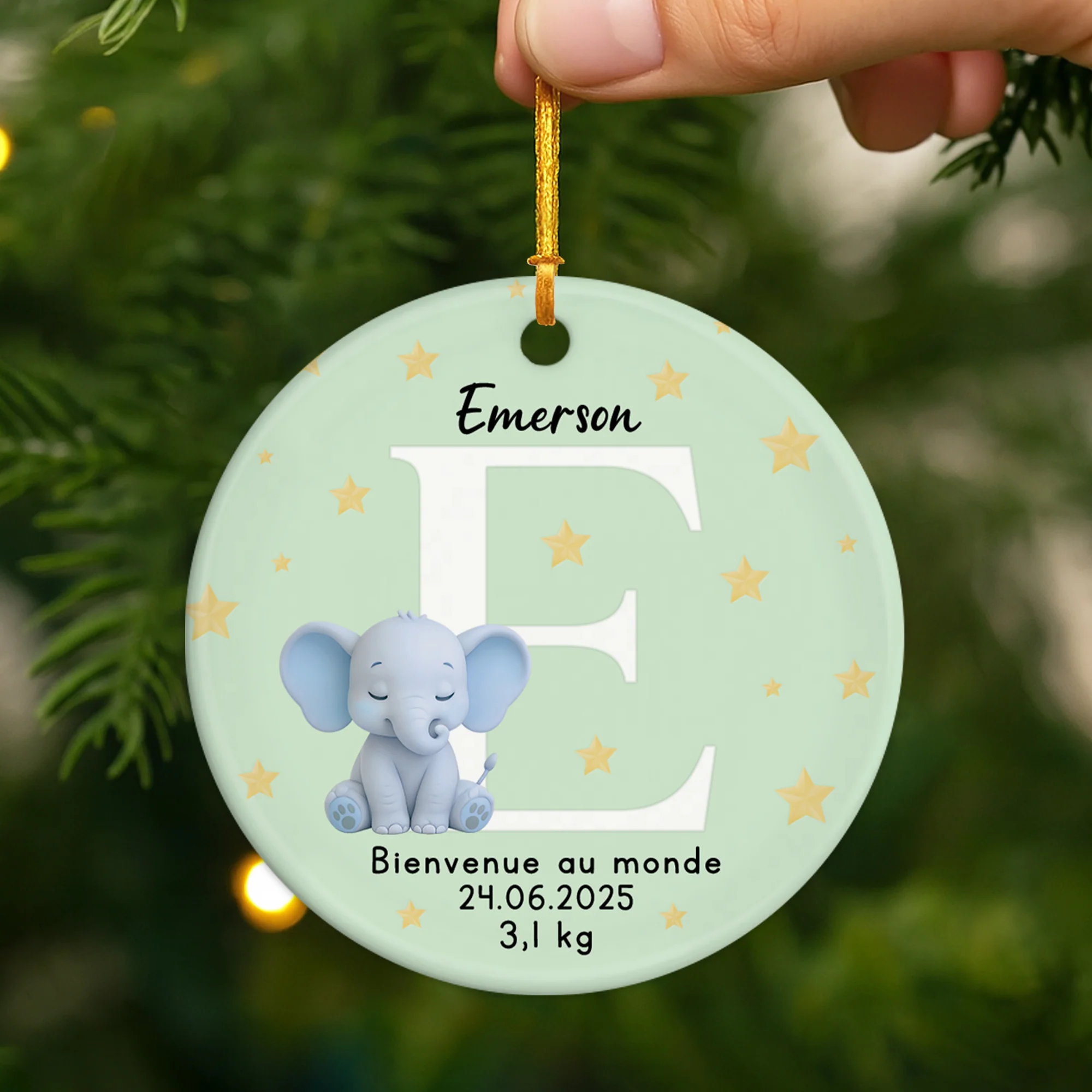 Ornement Noël Céramique Personnalisé Pour Bébé - Bienvenue Au Monde - Image 2