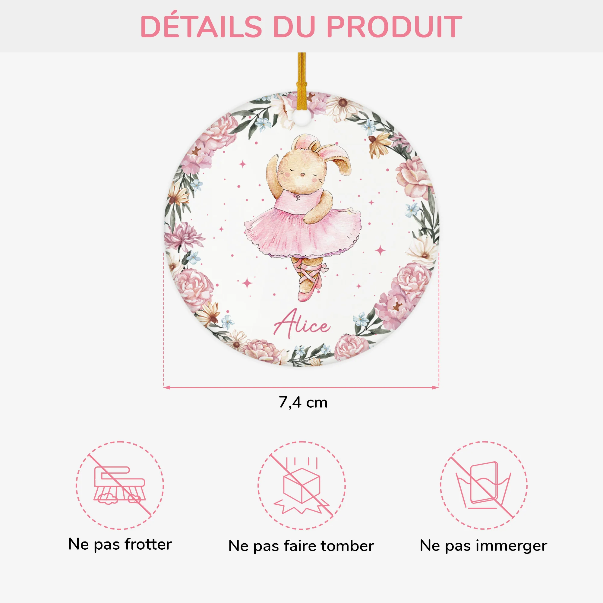 Ornement Noël Céramique Personnalisé Pour Enfant - Devenir Une Ballerine - Image 3