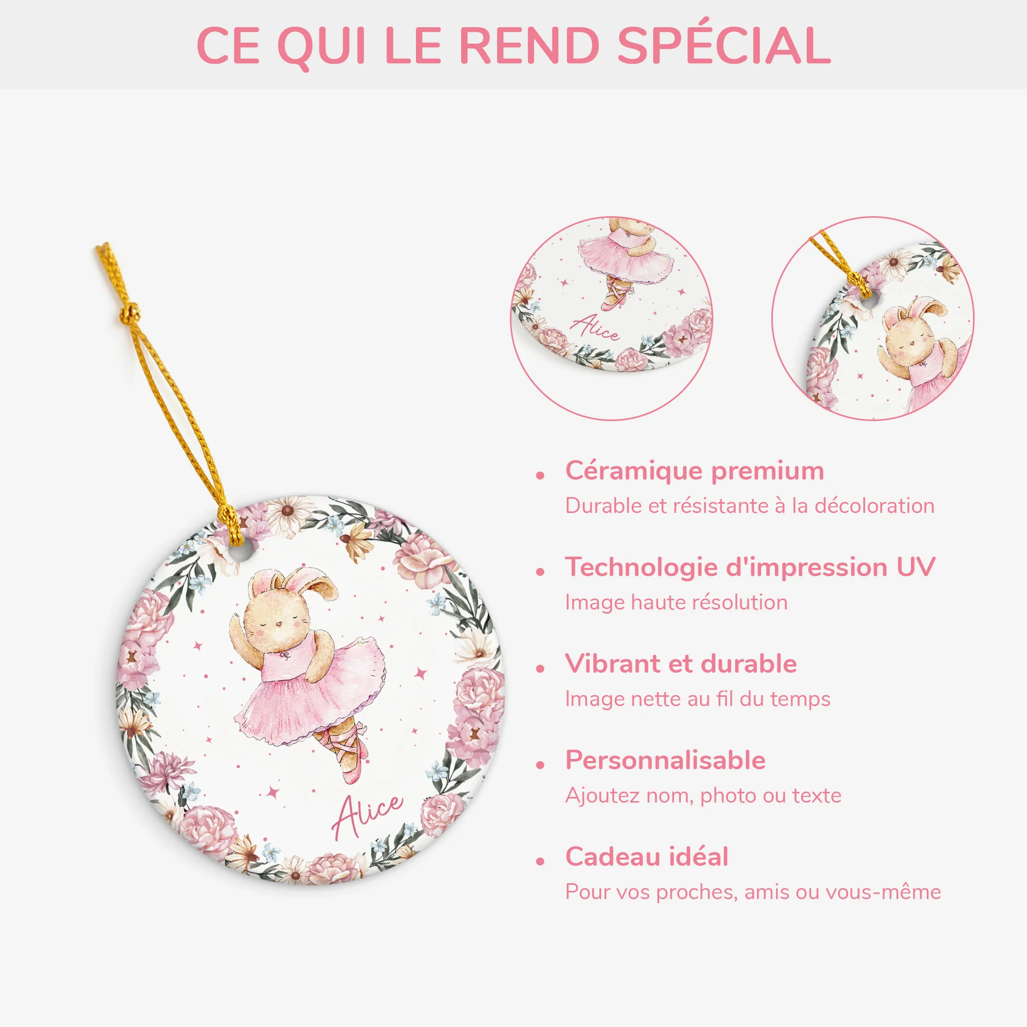 Ornement Noël Céramique Personnalisé Pour Enfant - Devenir Une Ballerine - Image 4