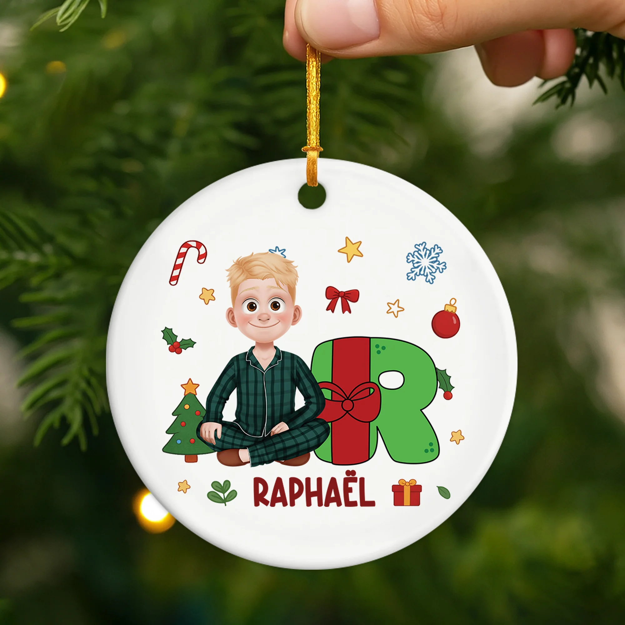 Ornement Noël Céramique Personnalisé Pour Femme Et Homme - A Pour Amélia - Image 2