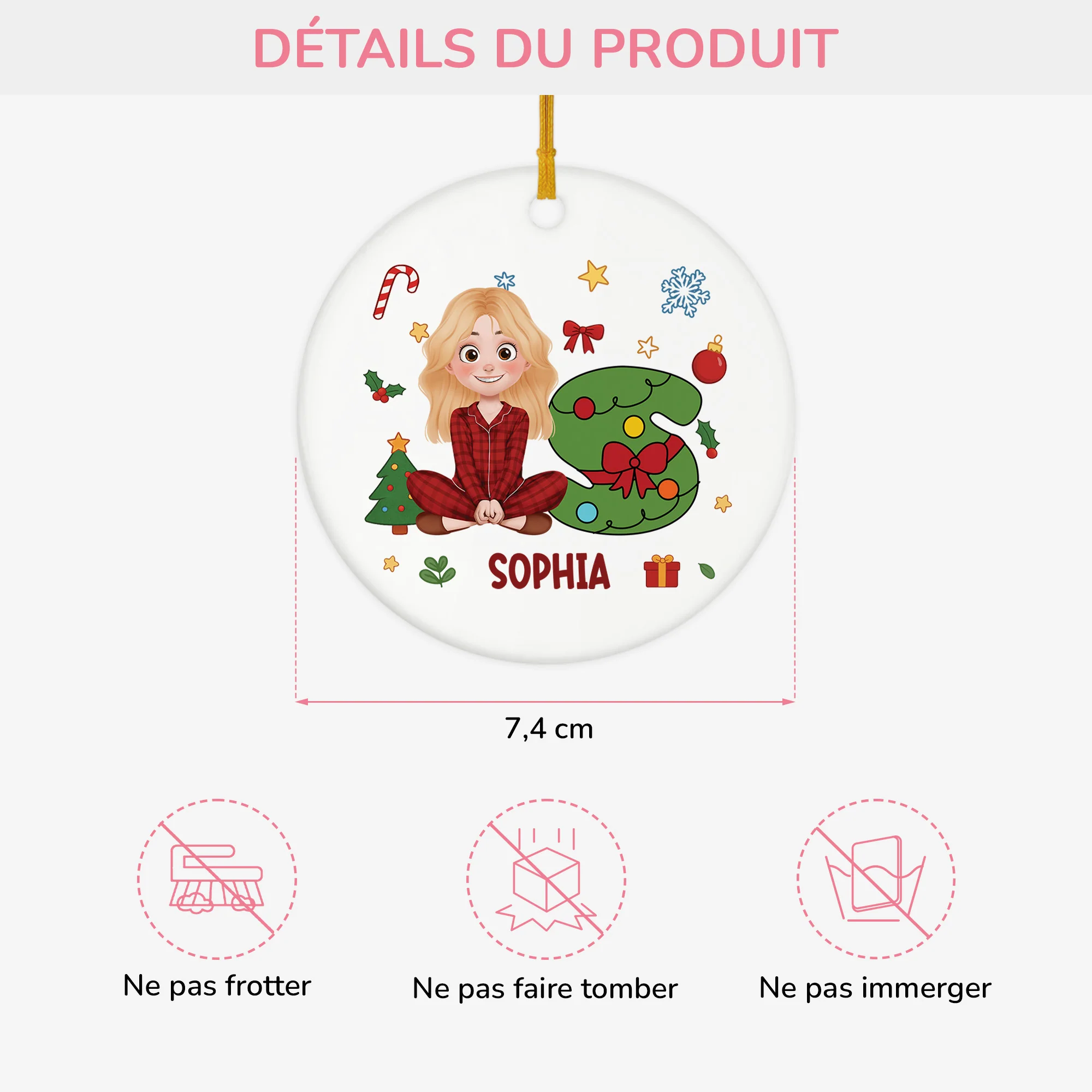 Ornement Noël Céramique Personnalisé Pour Femme Et Homme - A Pour Amélia - Image 3