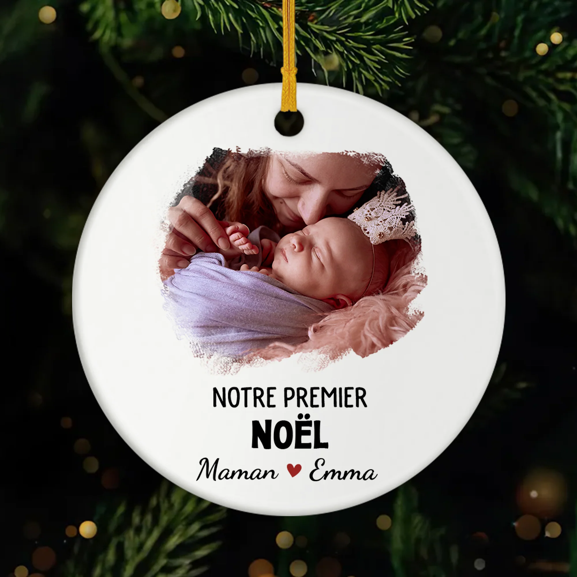 Ornement Noël Céramique Personnalisé - Premier Noël Avec Maman