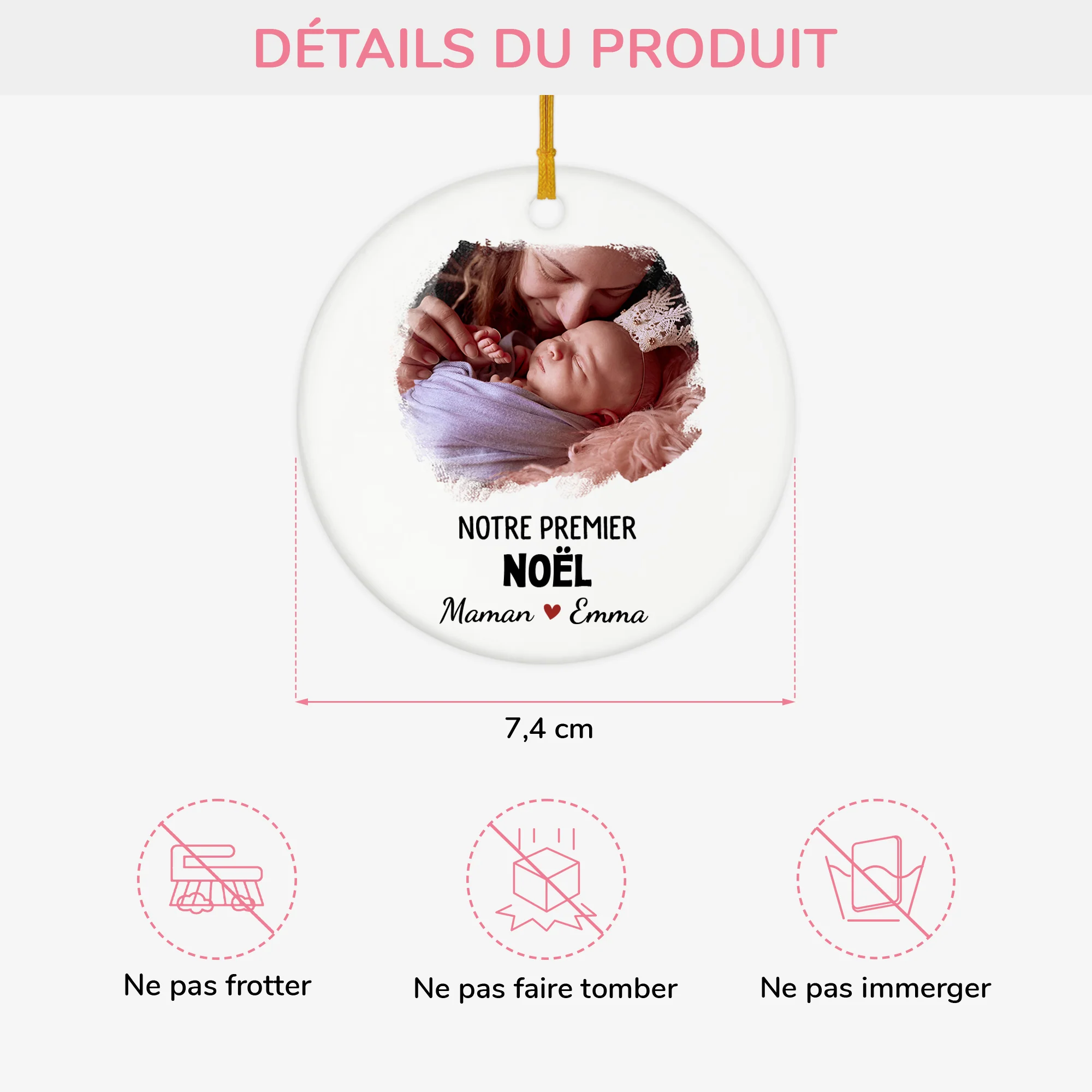 Ornement Noël Céramique Personnalisé - Premier Noël Avec Maman - Image 3