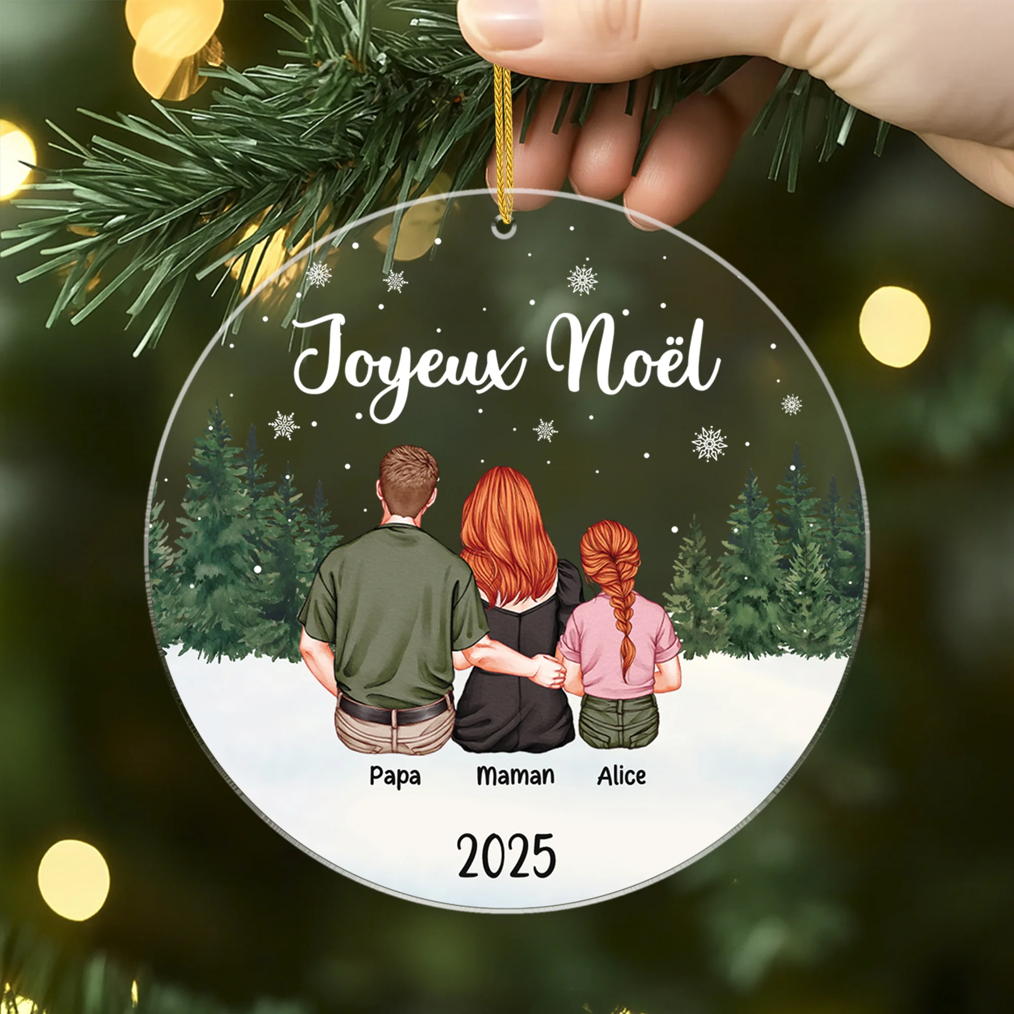 Ornement Noël En Acrylique Personnalisé Avec Chat Chien - Joyeux Noël À Ma Famille - Image 2