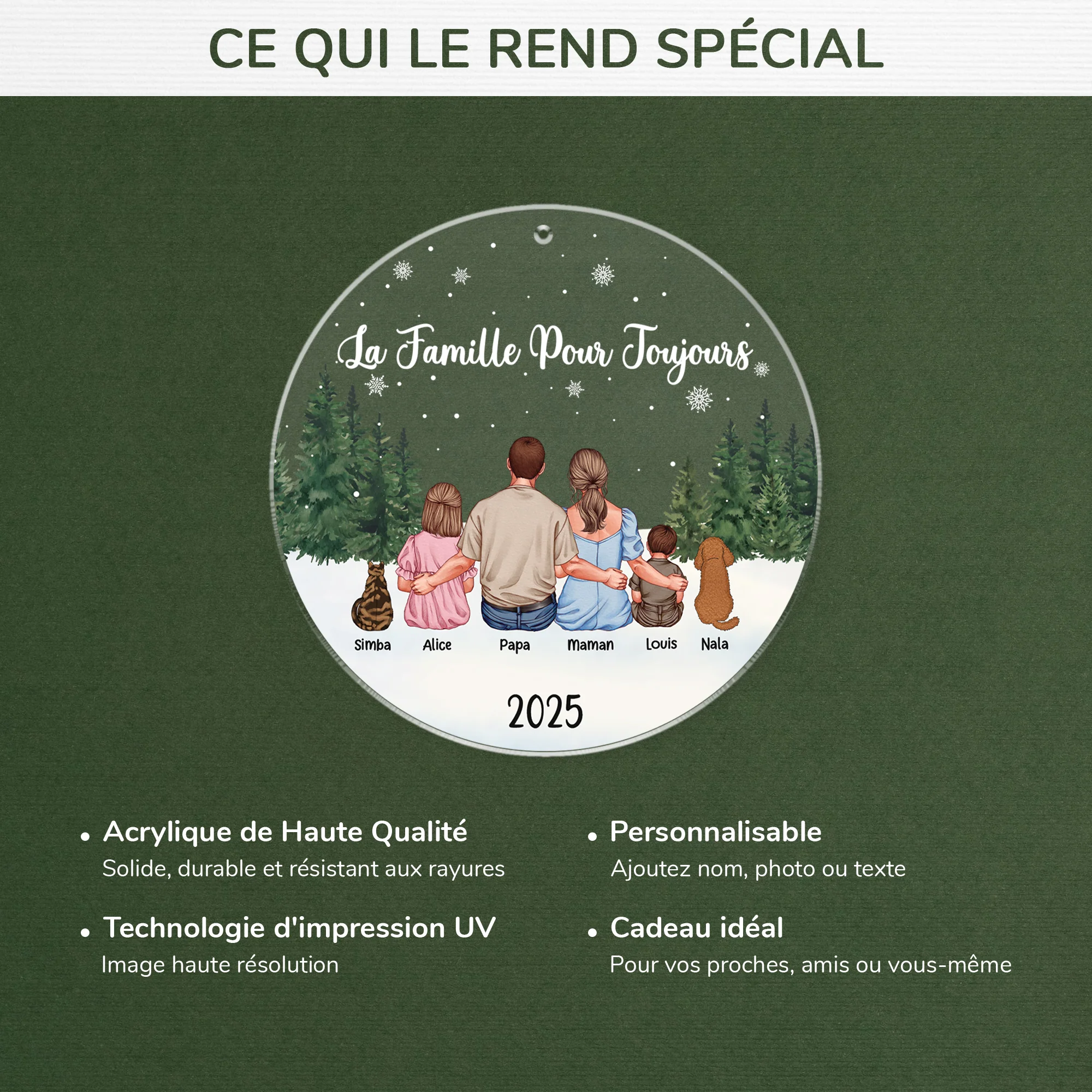 Ornement Noël En Acrylique Personnalisé Avec Chat Chien - Joyeux Noël À Ma Famille - Image 4
