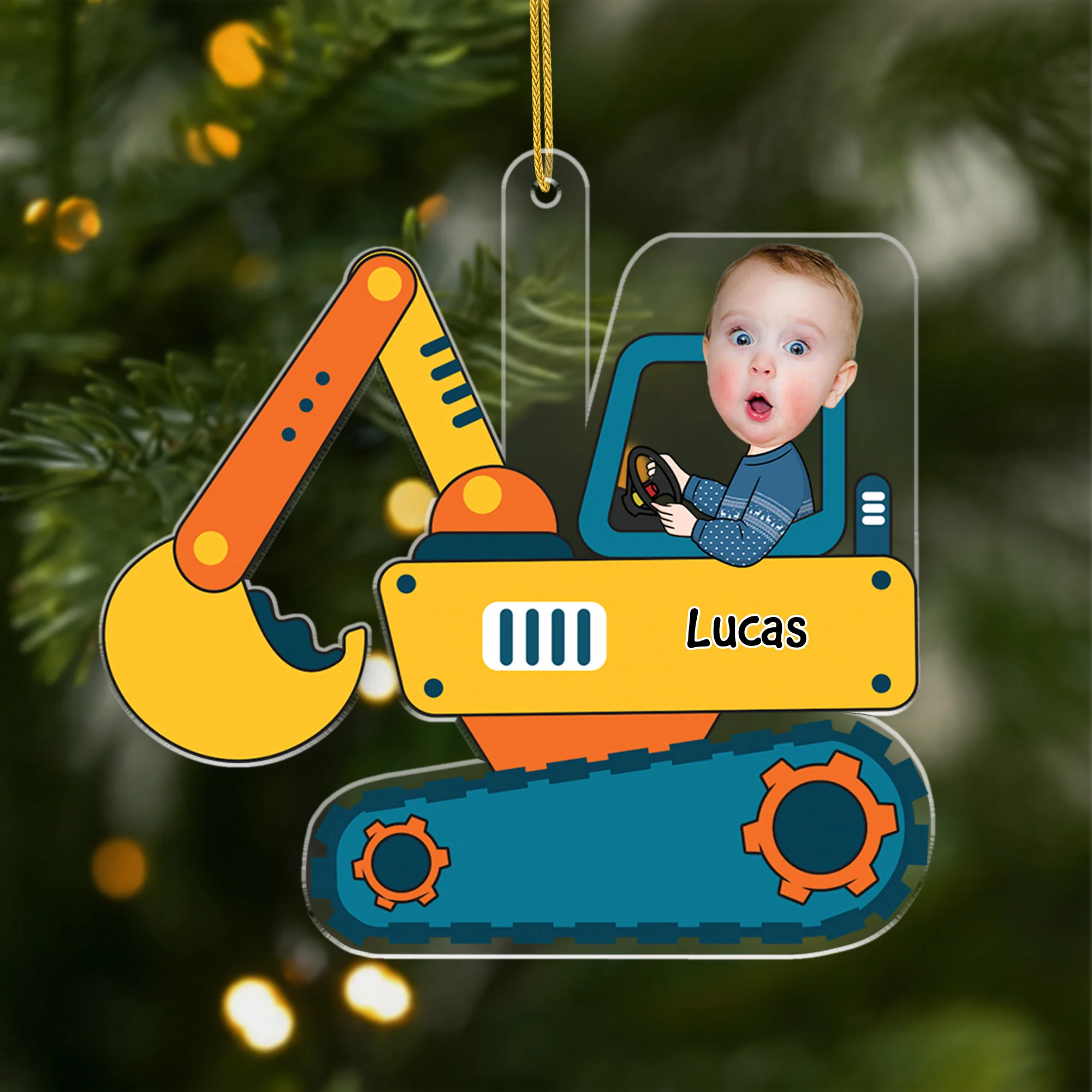 Ornement Noël Personnalisé En Acrylique Avec Photo - Enfant Conducteur De Pell