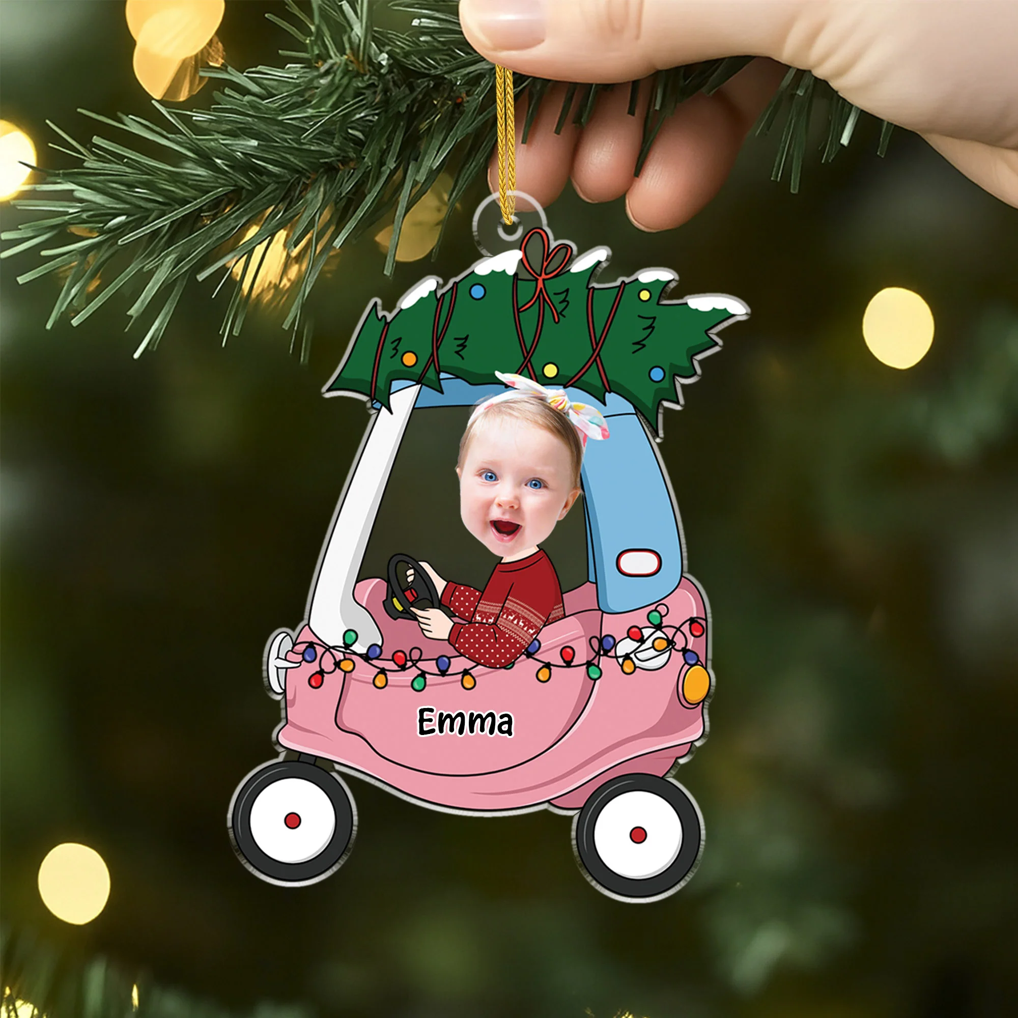 Ornement Noël Personnalisé En Acrylique Avec Photo - Enfant Conducteur De Pell - Image 2