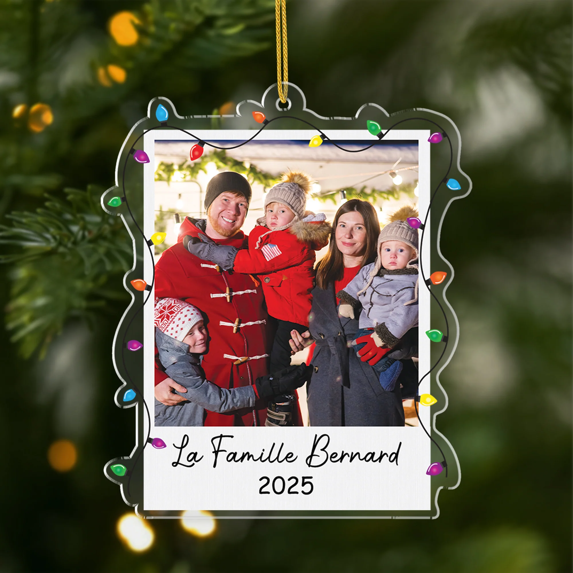 Ornement Noël En Acrylique Personnalisé Avec Photo - Notre Photo De Famille Noël