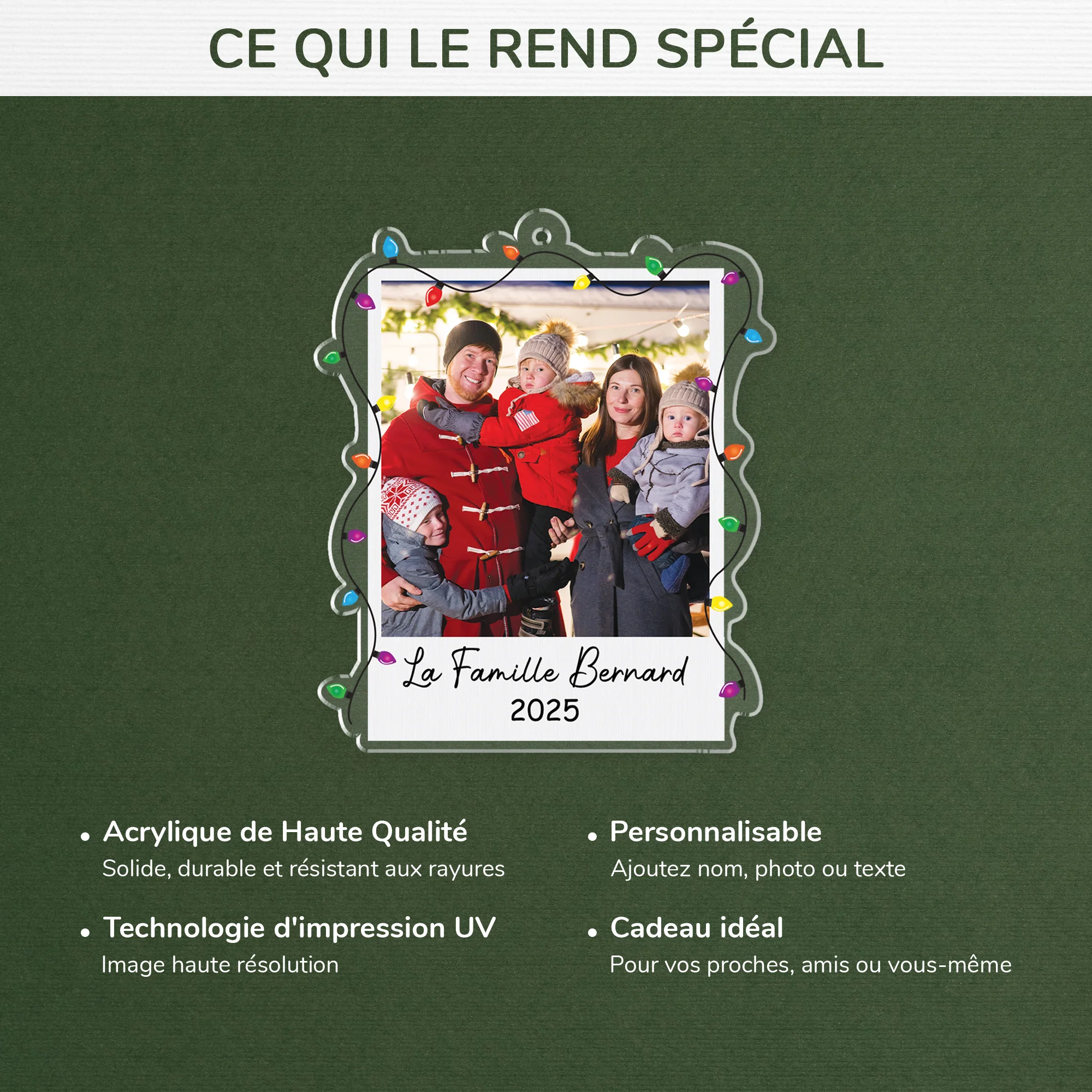 Ornement Noël En Acrylique Personnalisé Avec Photo - Notre Photo De Famille Noël - Image 4