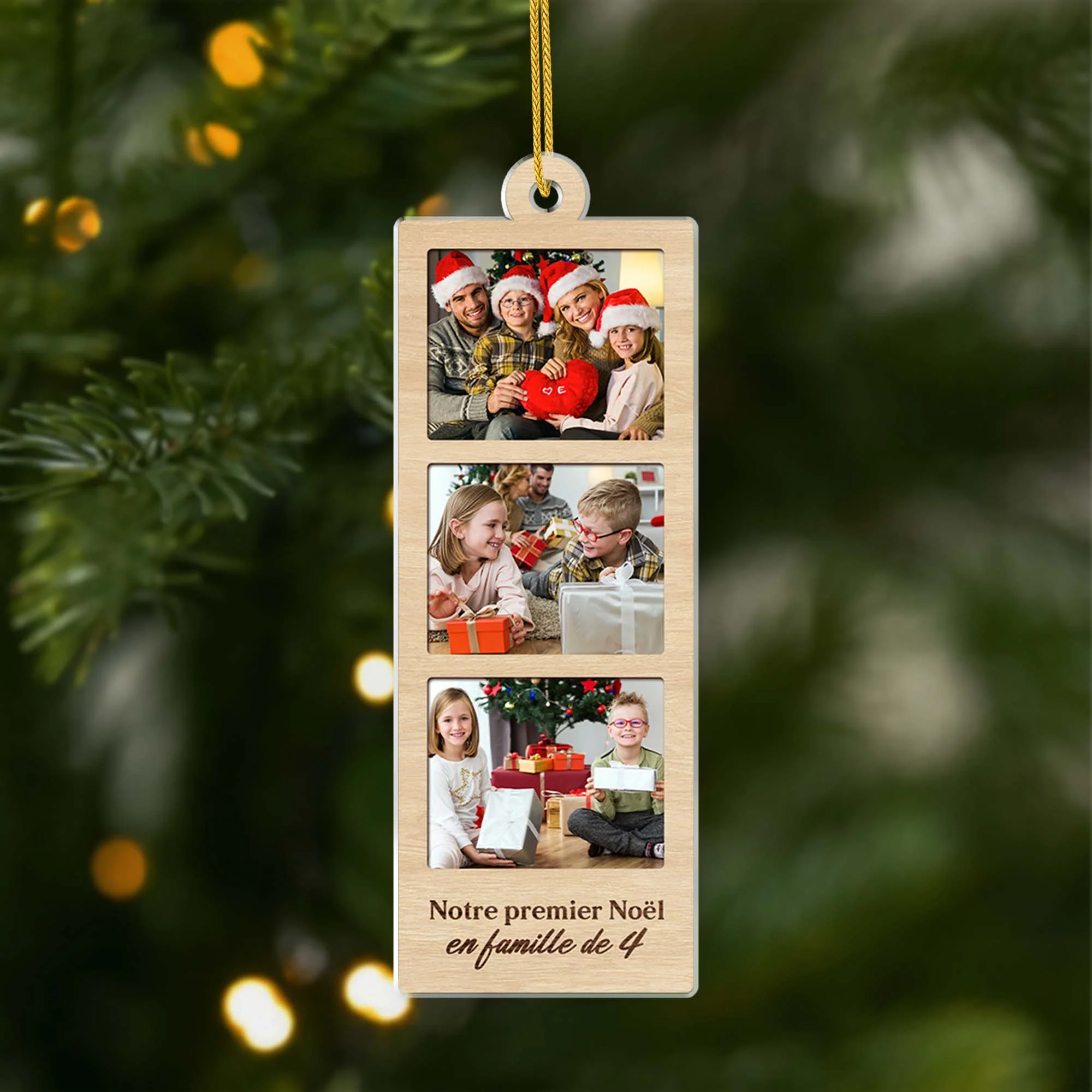 Ornement Noël En Acrylique Personnalisé Avec Photo - Photo De Notre Famille