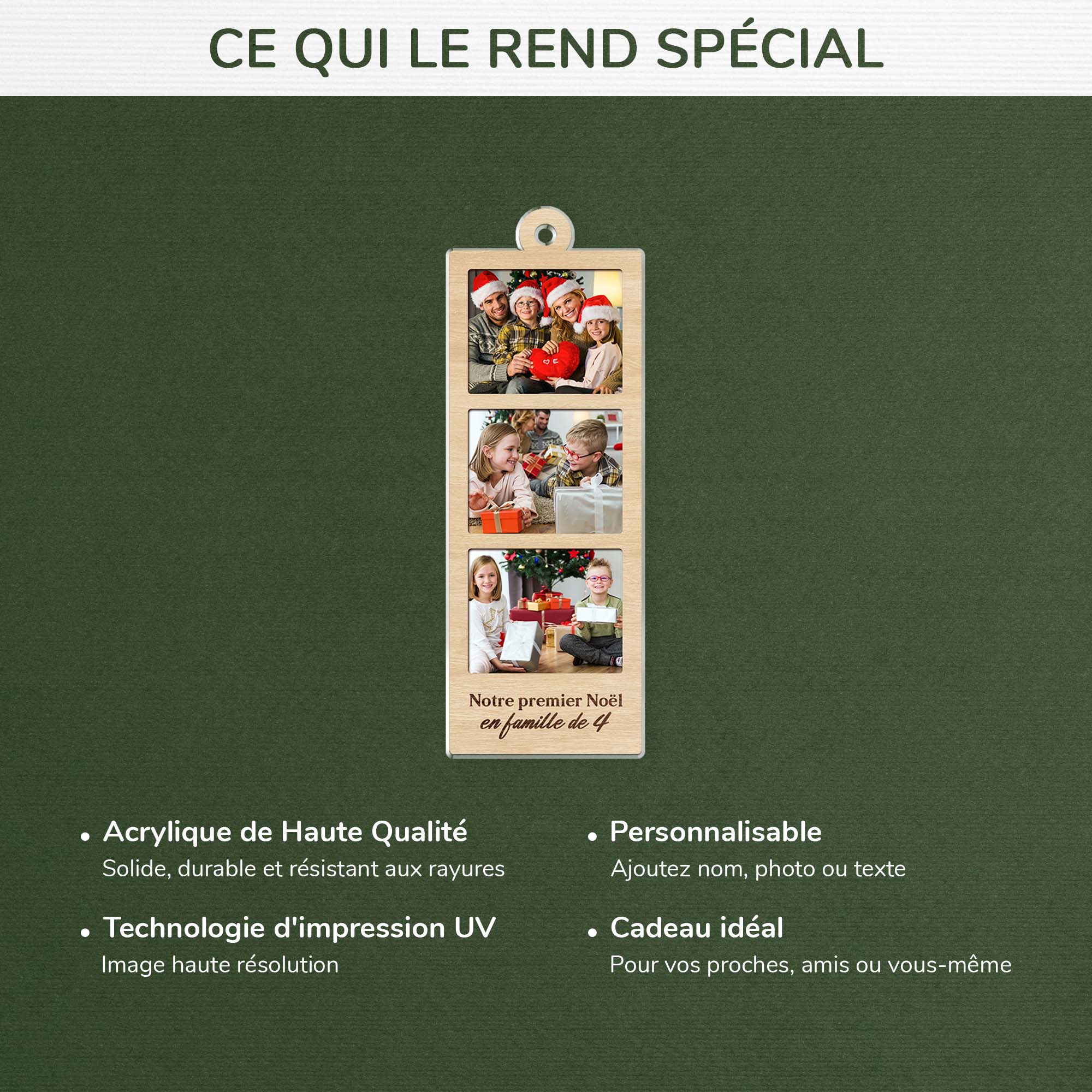 Ornement Noël En Acrylique Personnalisé Avec Photo - Photo De Notre Famille - Image 4