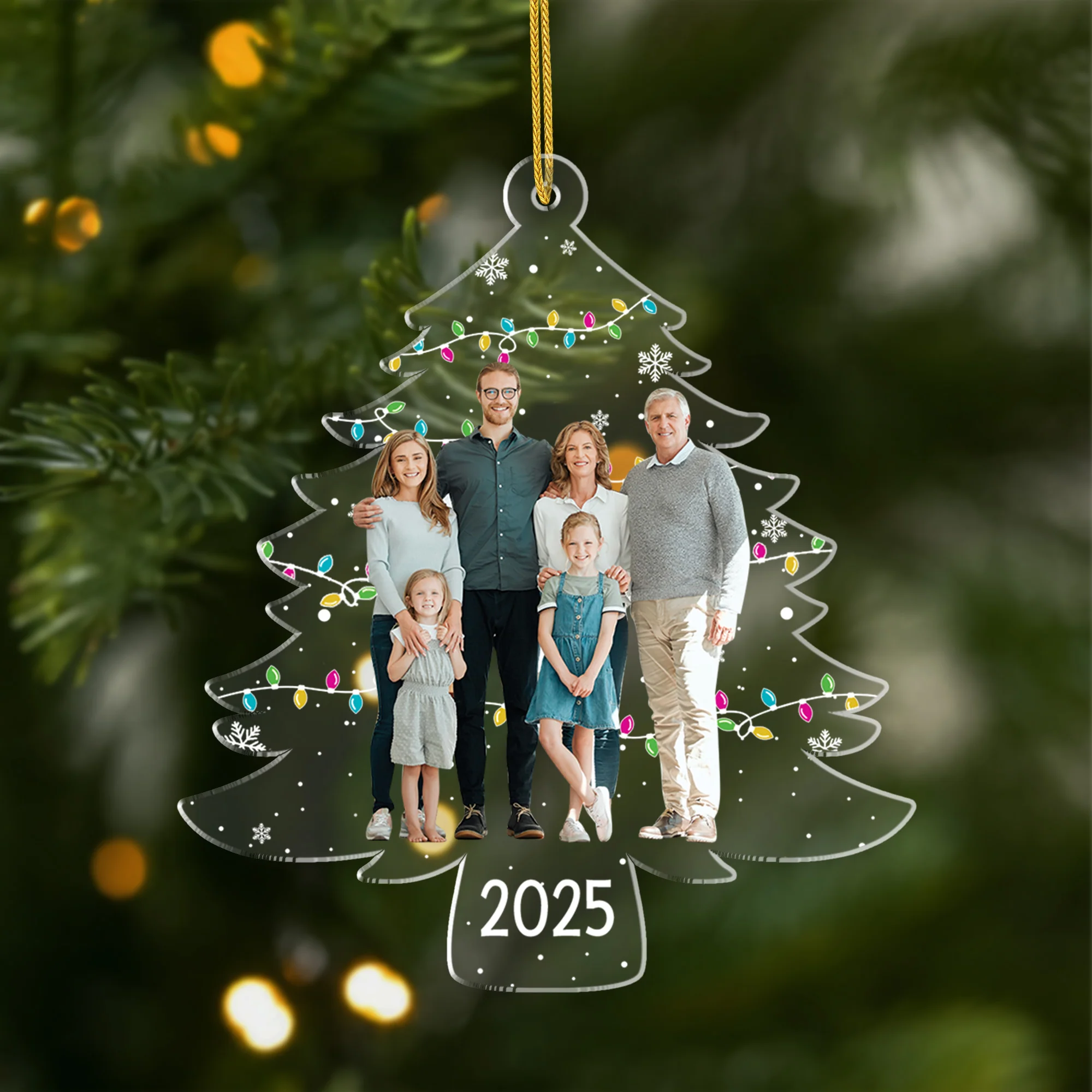 Ornement Noël En Acrylique Personnalisé Avec Photo - Sapin De Notre Histoire Famille
