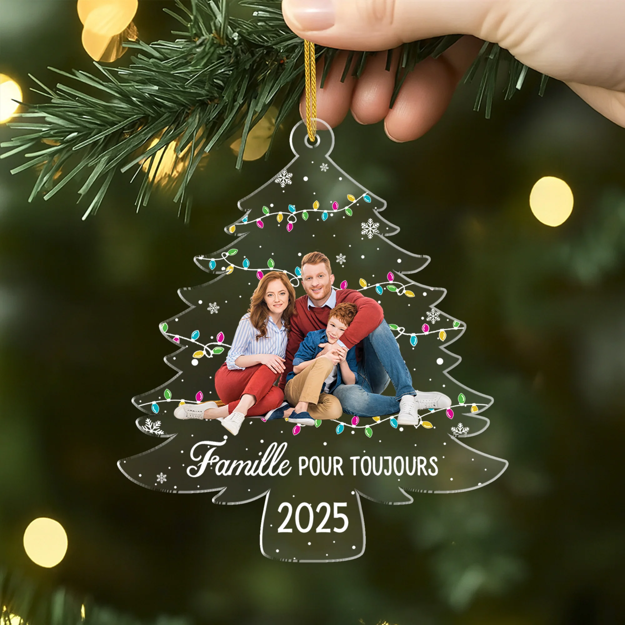 Ornement Noël En Acrylique Personnalisé Avec Photo - Sapin De Notre Histoire Famille - Image 2