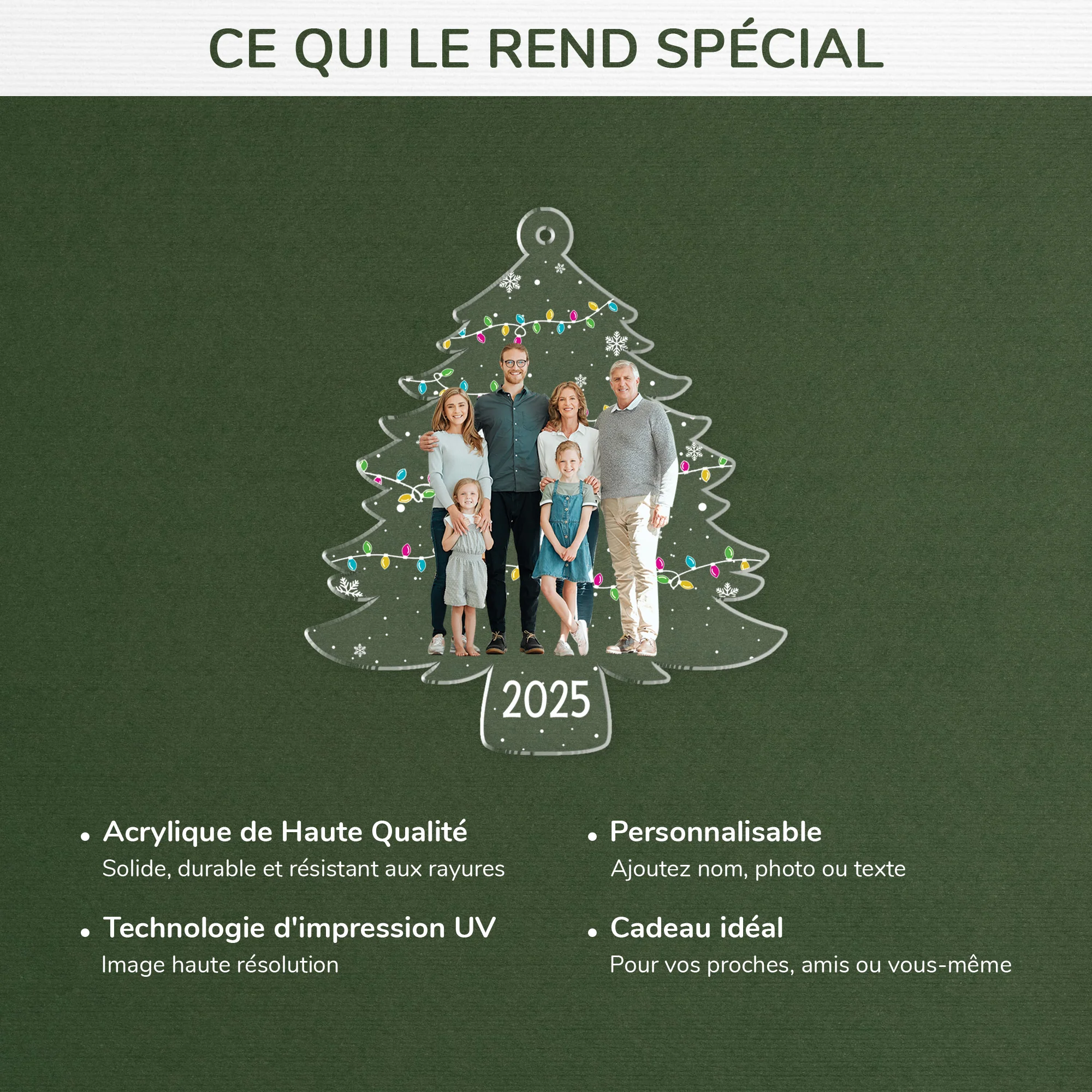 Ornement Noël En Acrylique Personnalisé Avec Photo - Sapin De Notre Histoire Famille - Image 4