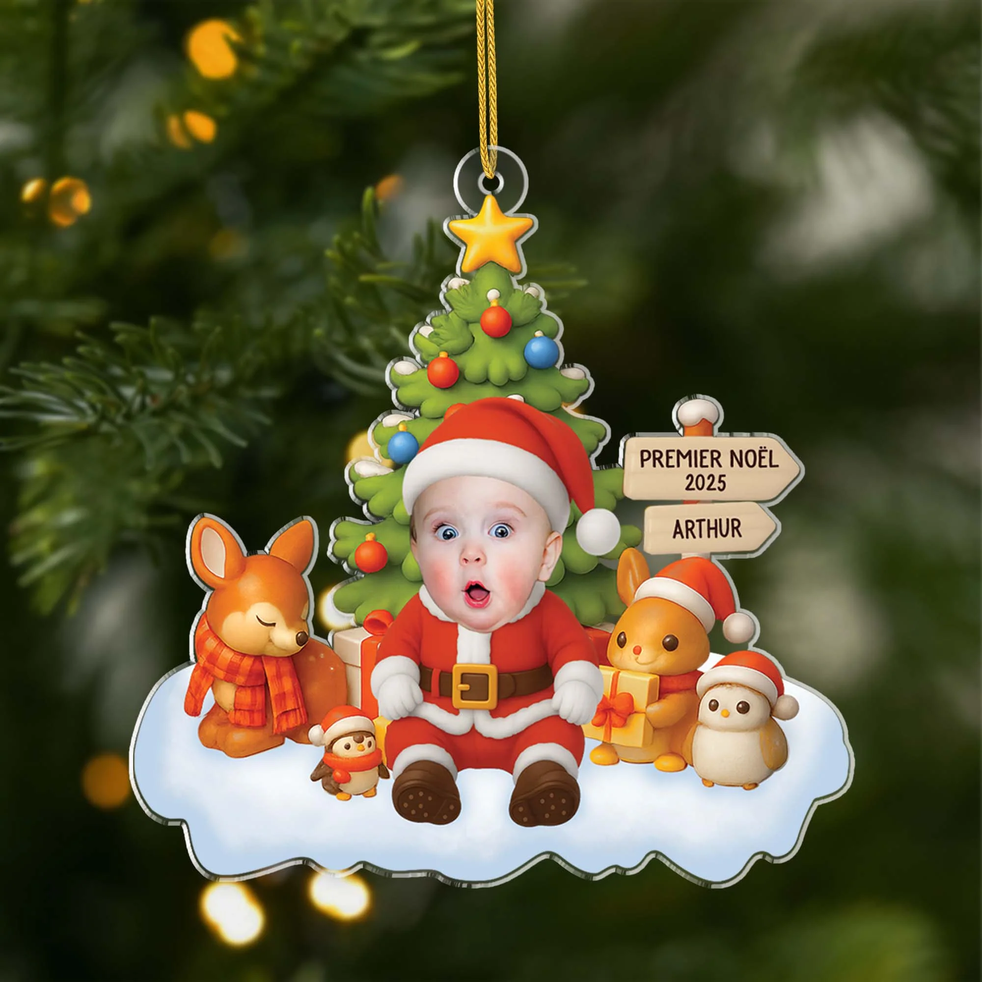 Ornement Noël En Acrylique Personnalisé Avec Visage - Premier Noël De Mon Enfant